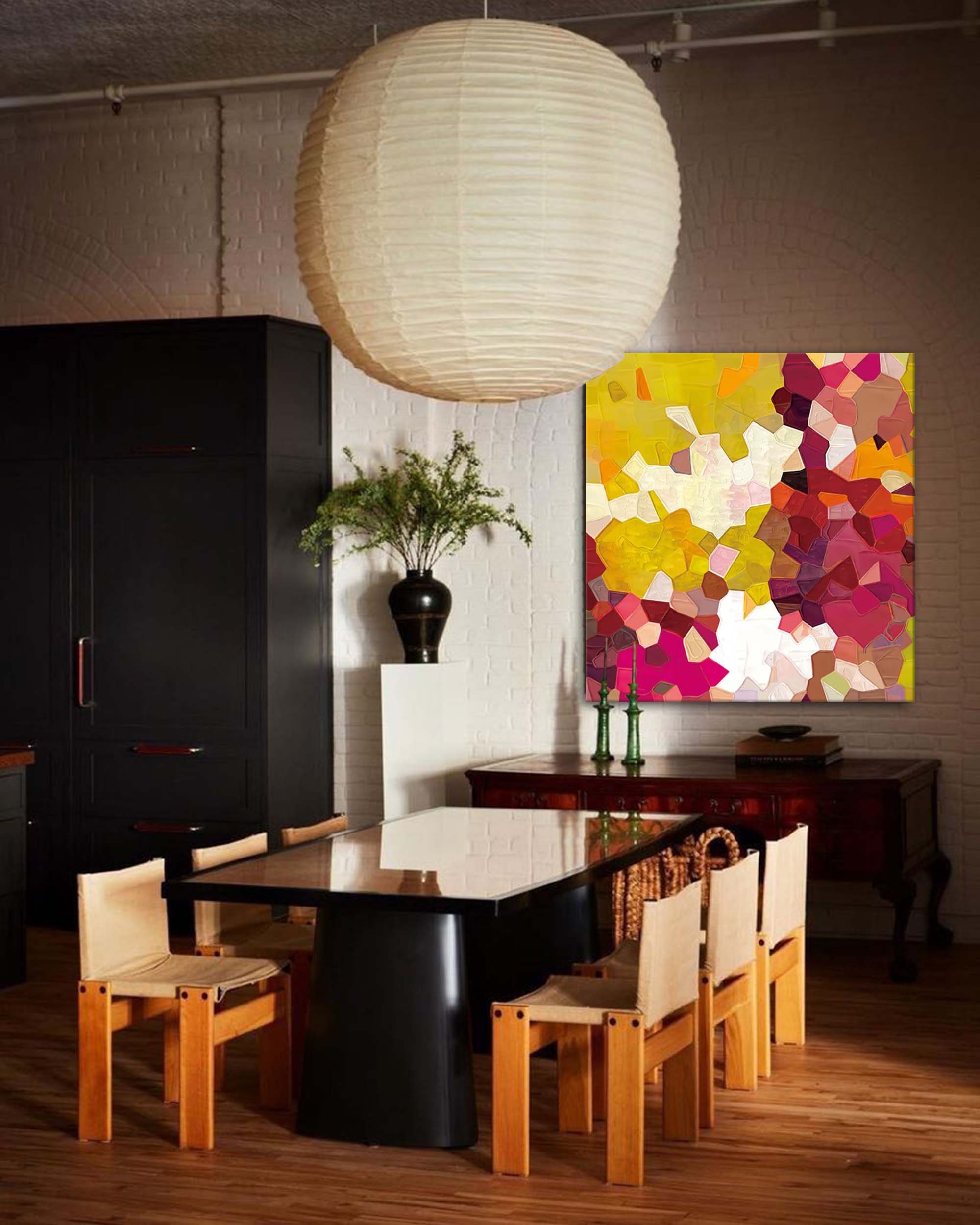 Wallart Warm Geometry Textured Abstract Art