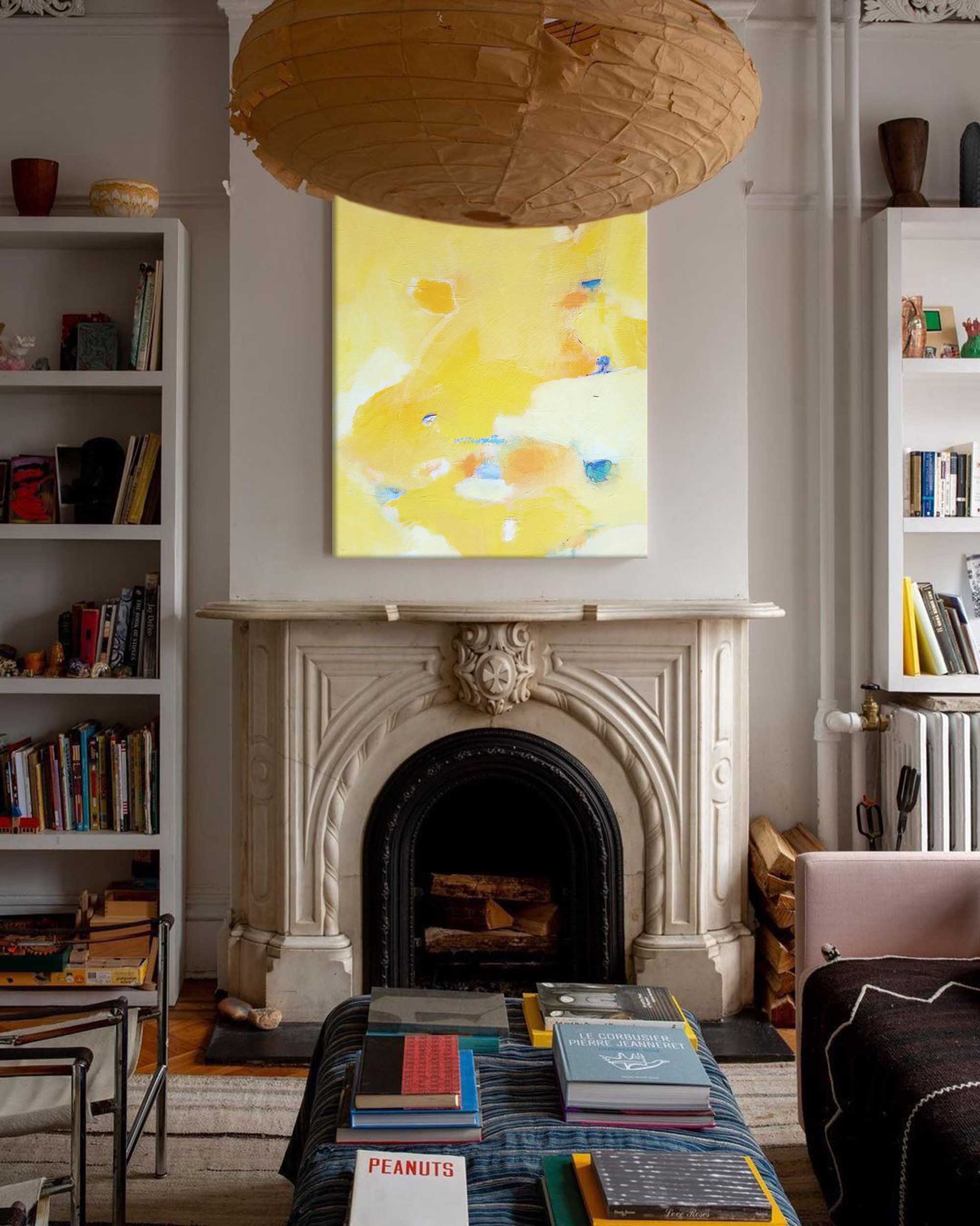 Wallart Soft Yellow Abstract Pastel Canvas Art