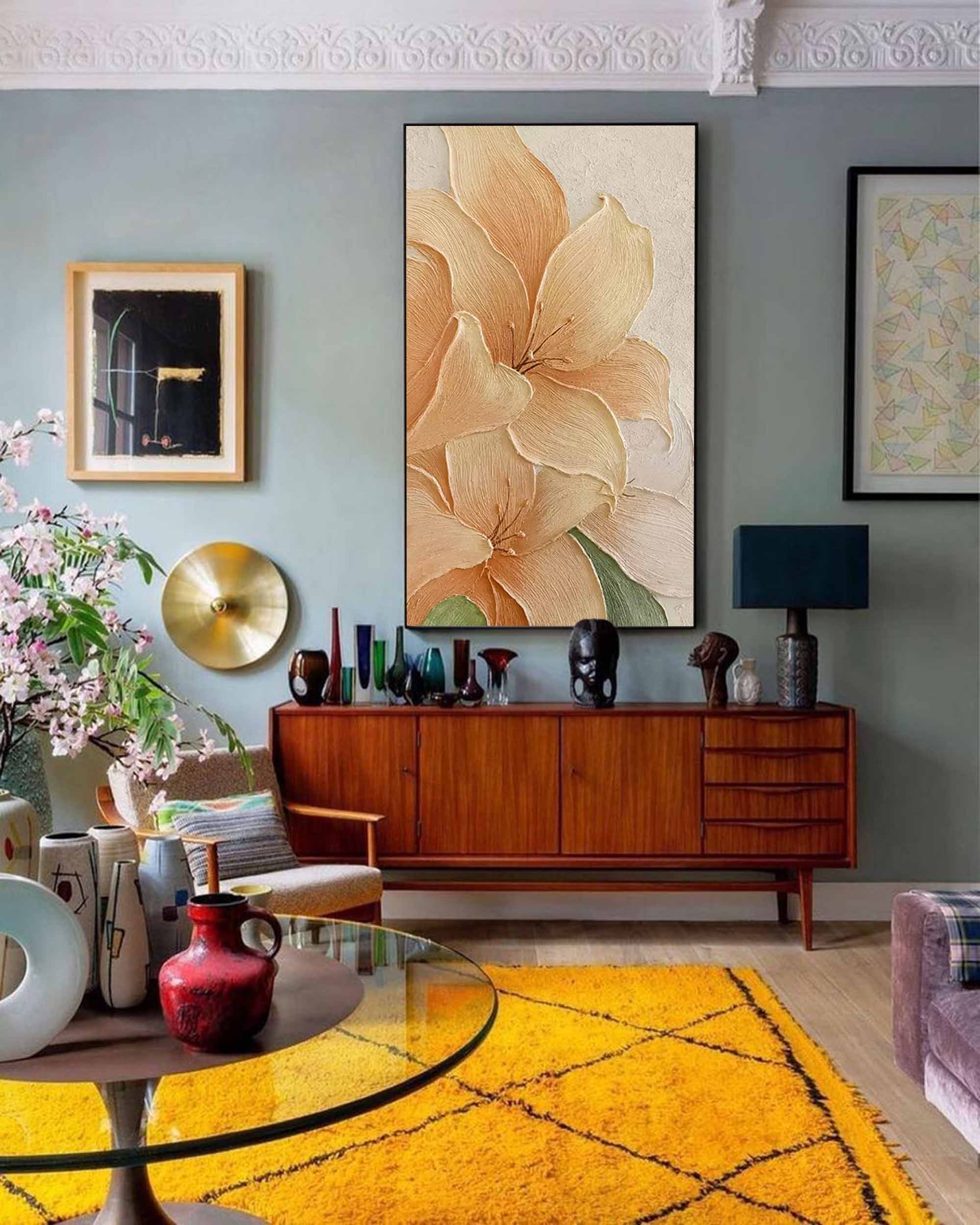 Wallart Textured Lily Floral Canvas Art