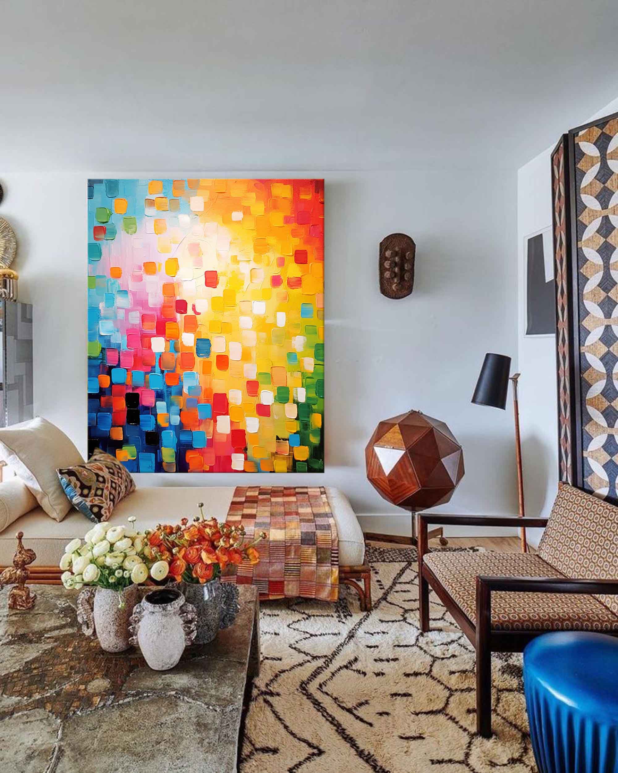 Wallart Vivid Mosaic Color Burst Canvas