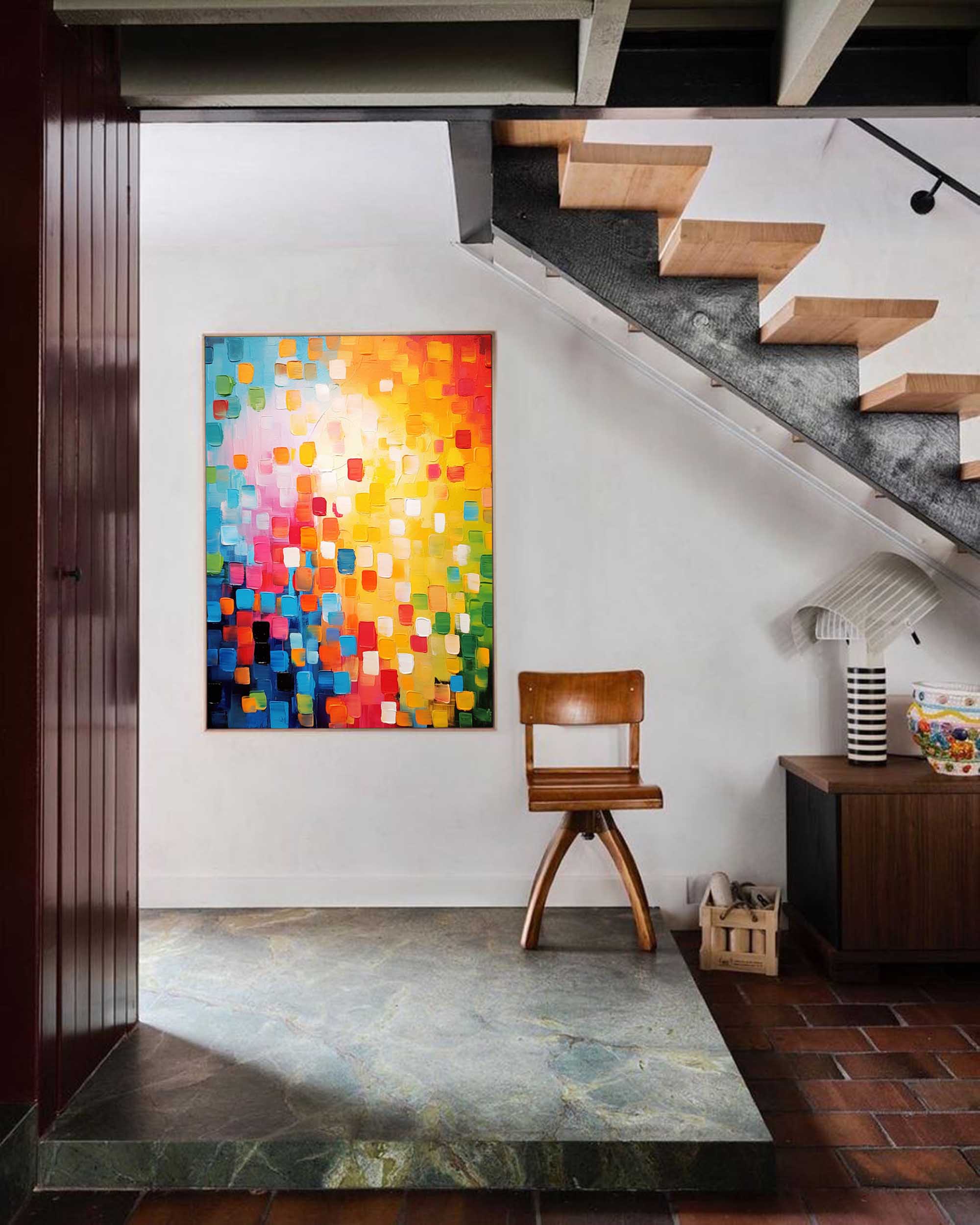 Wallart Vivid Mosaic Color Burst Canvas