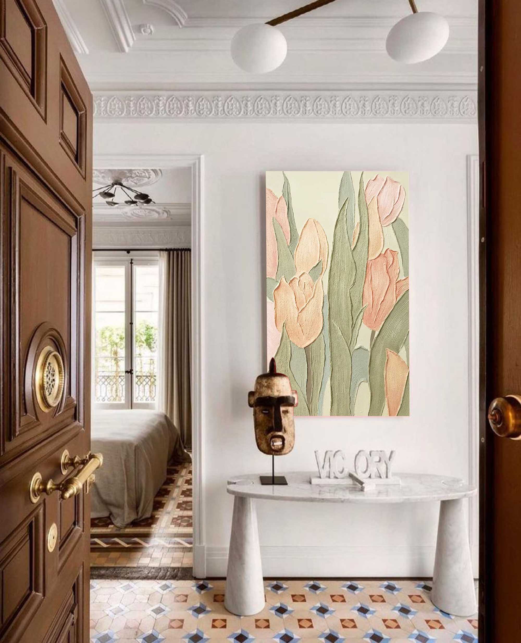 Wallart Elegant Floral Textured Canvas Art