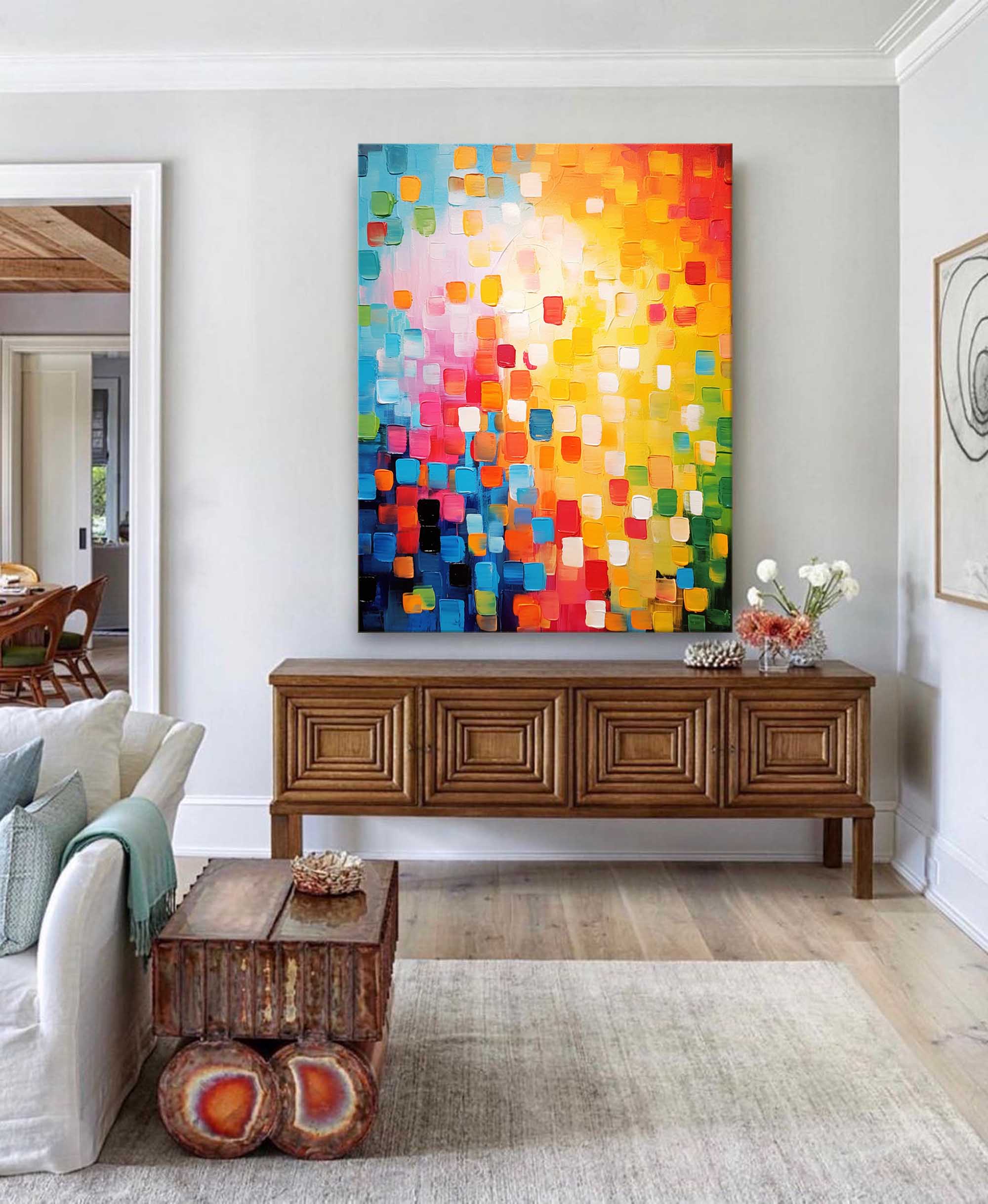 Wallart Vivid Mosaic Color Burst Canvas