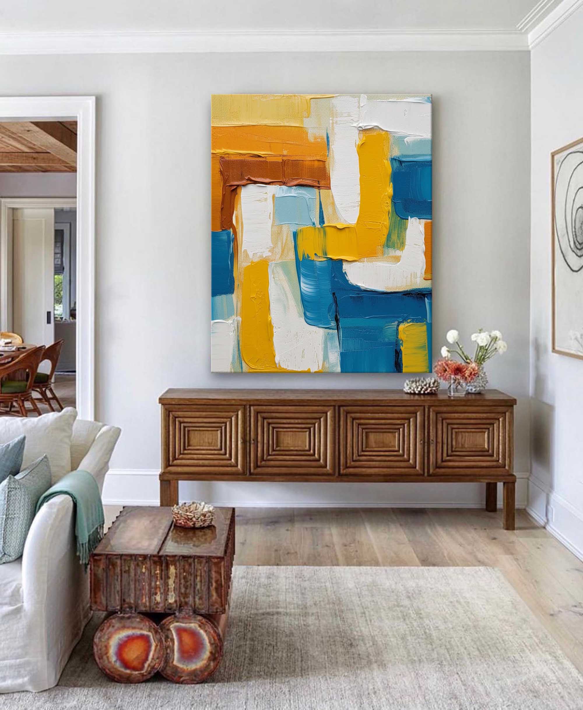 Wallart Layered Harmony in Blue and Gold