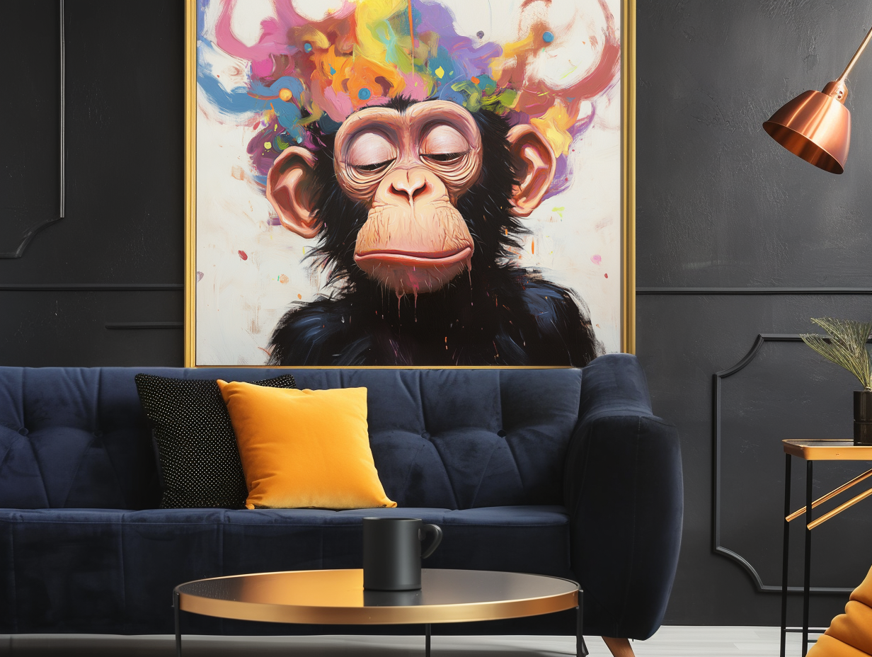Serenity Monkey-Colorful Abstract Monkey Portrait Painting for Modern Decor