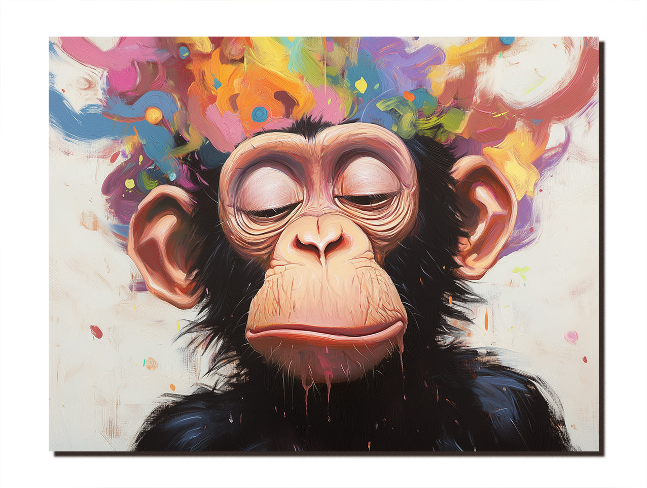 Serenity Monkey-Colorful Abstract Monkey Portrait Painting for Modern Decor