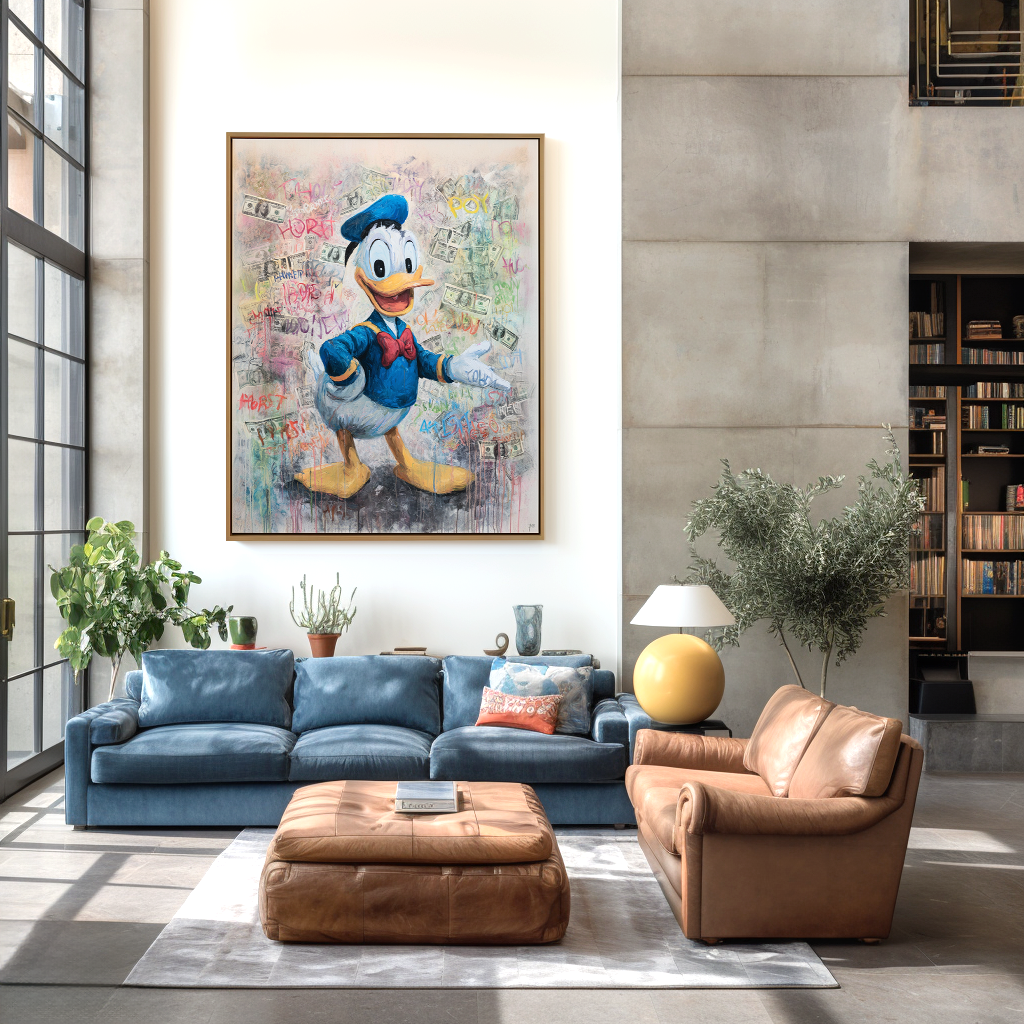 Cash Quack – Graffiti Cartoon Duck Painting Pop Art Money-Inspired Wall Art