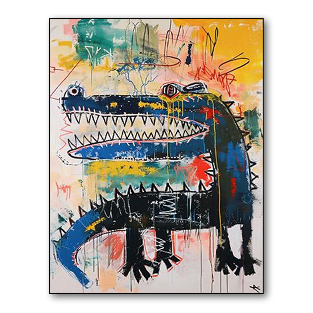 Vibrant Graffiti Art Crocodile Wall Decor - Street Art Style Art Print for Home Decoration
