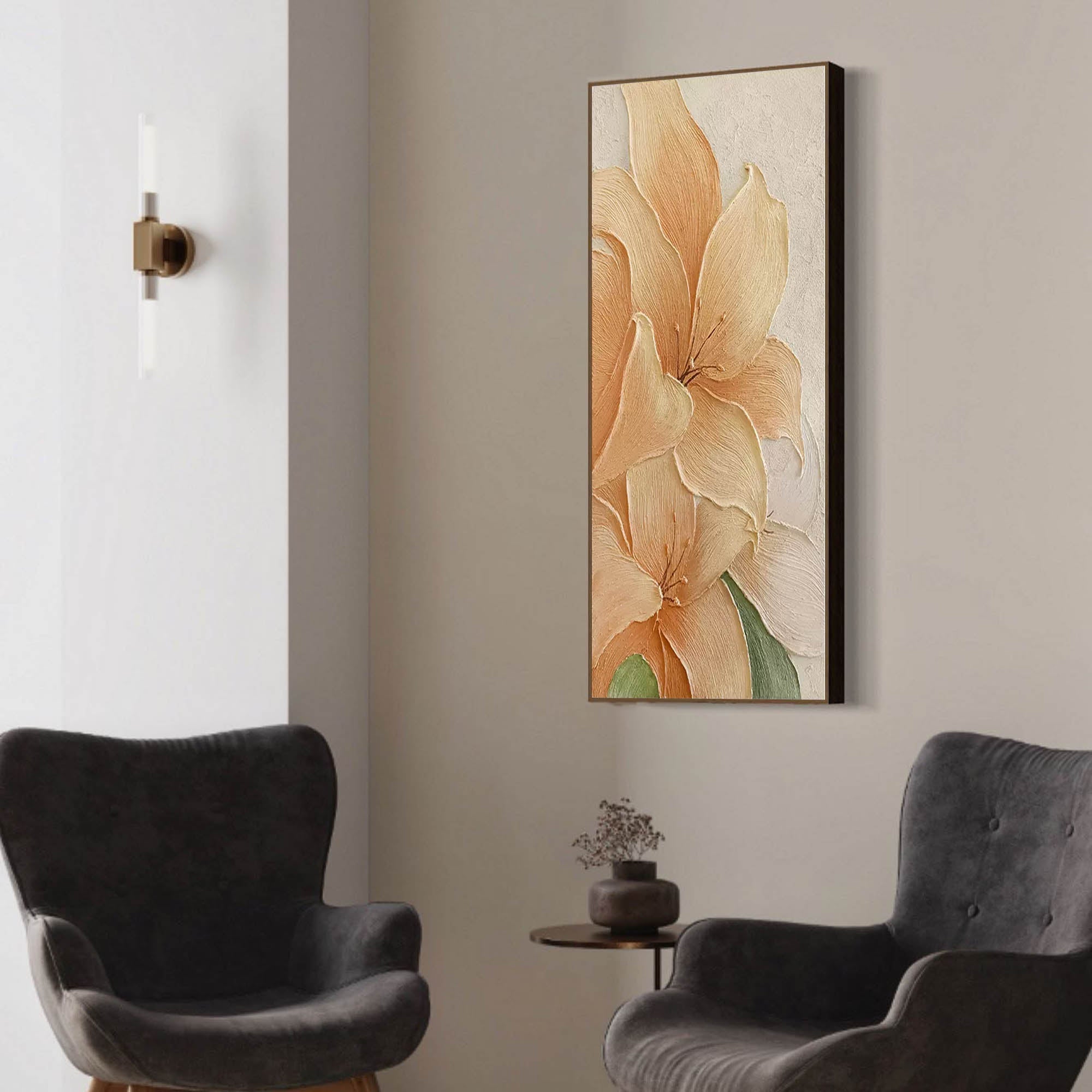 Wallart Textured Lily Floral Canvas Art