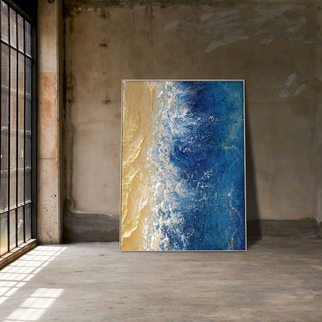 Wallart Abstract Diptych in Teal and Gold