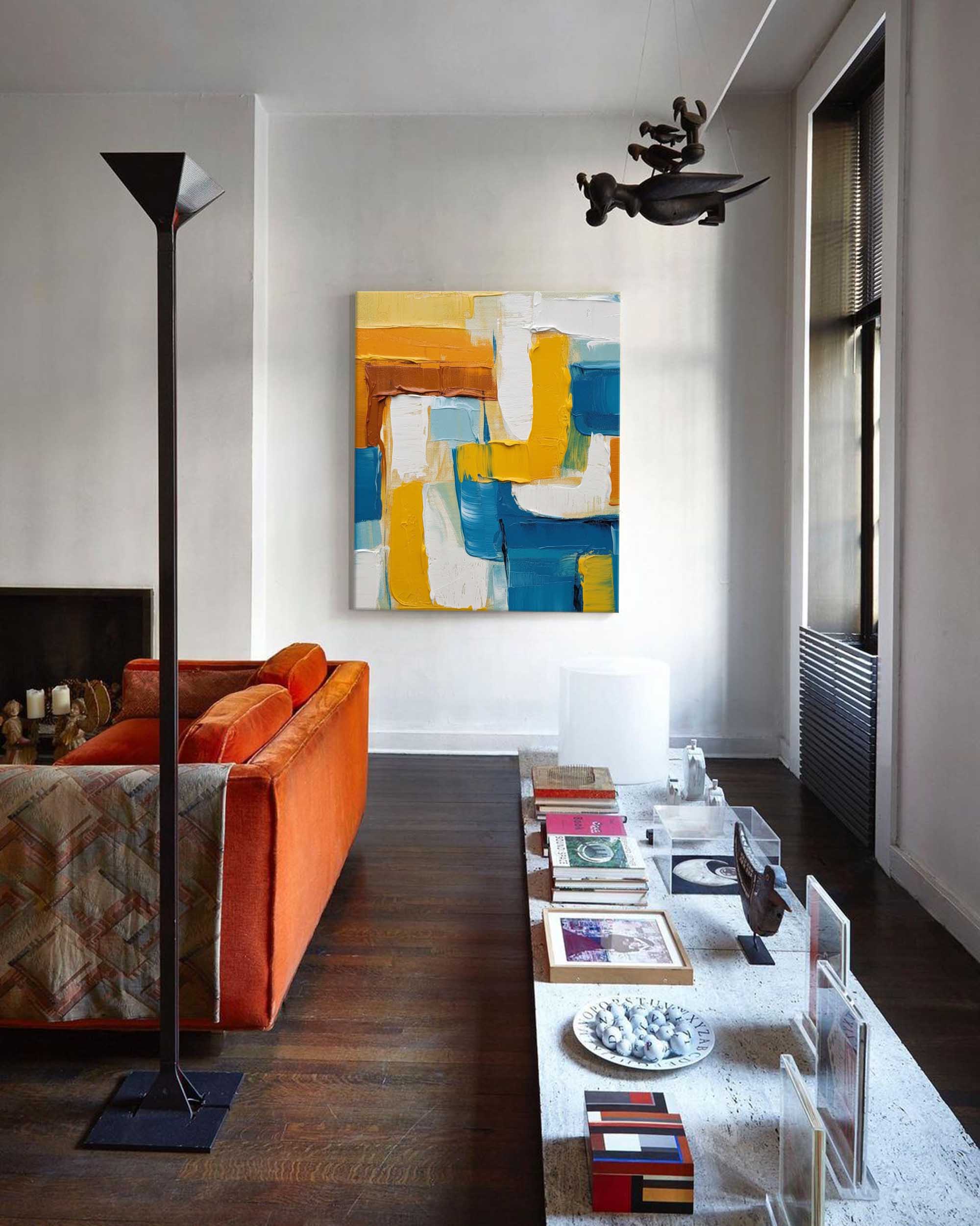 Wallart Layered Harmony in Blue and Gold