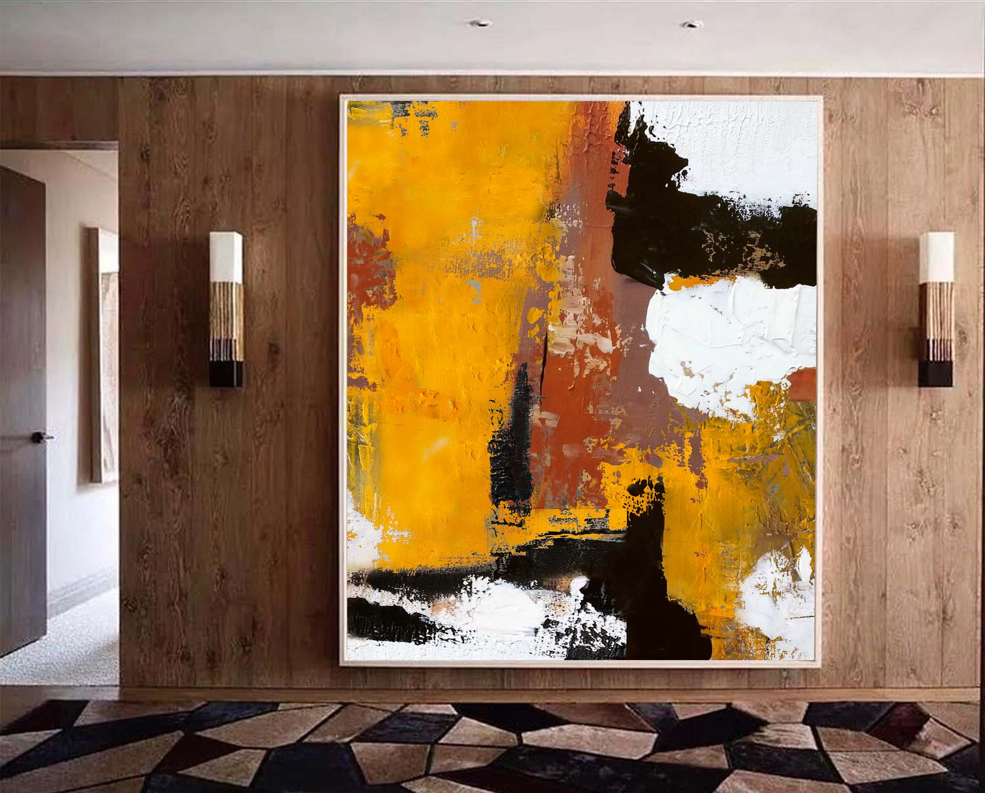 Wallart Textured Amber Abstract Wall Art