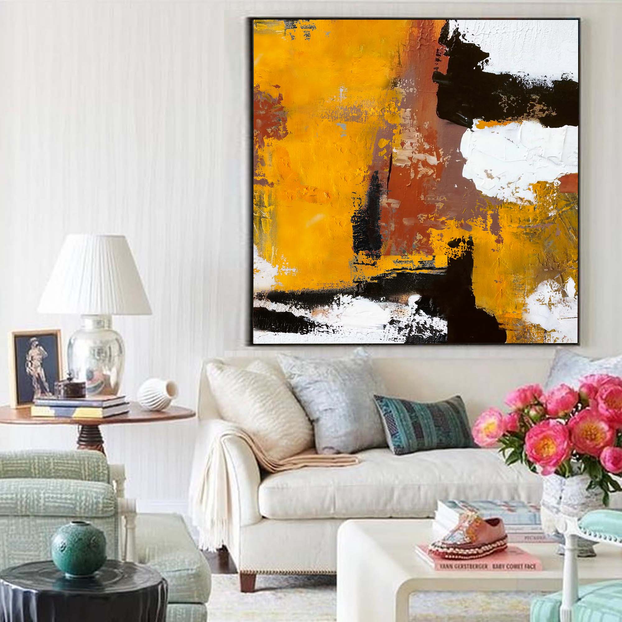 Wallart Textured Amber Abstract Wall Art