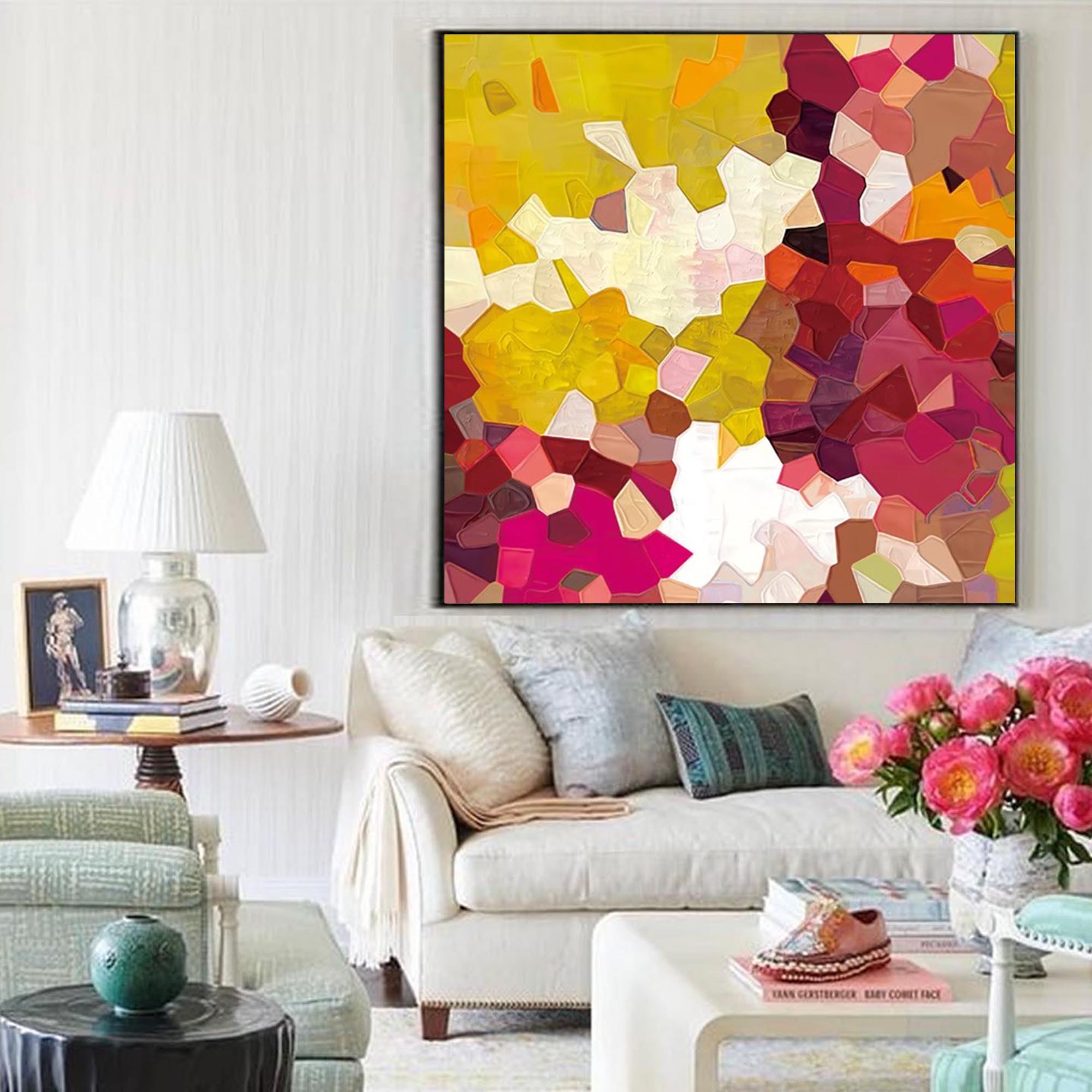 Wallart Warm Geometry Textured Abstract Art
