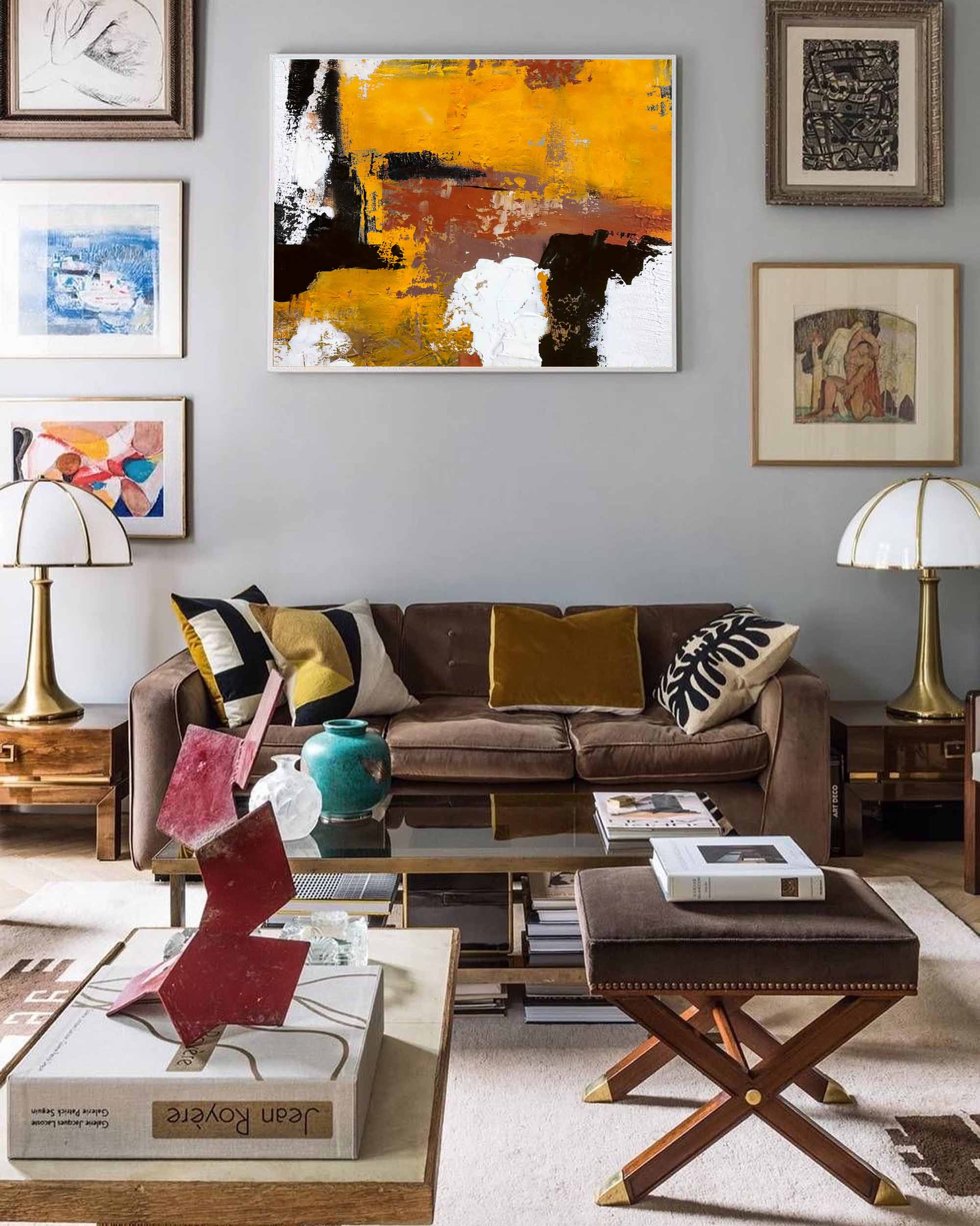 Wallart Golden Hues Abstract Wall Art