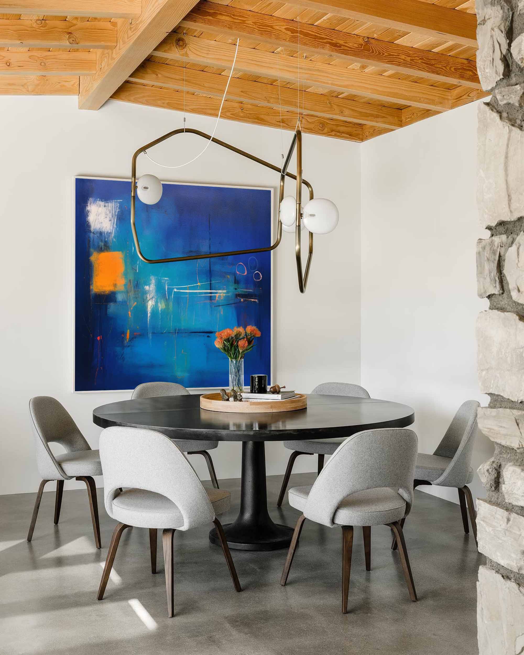 Wallart Electric Blue Abstract Horizon Art