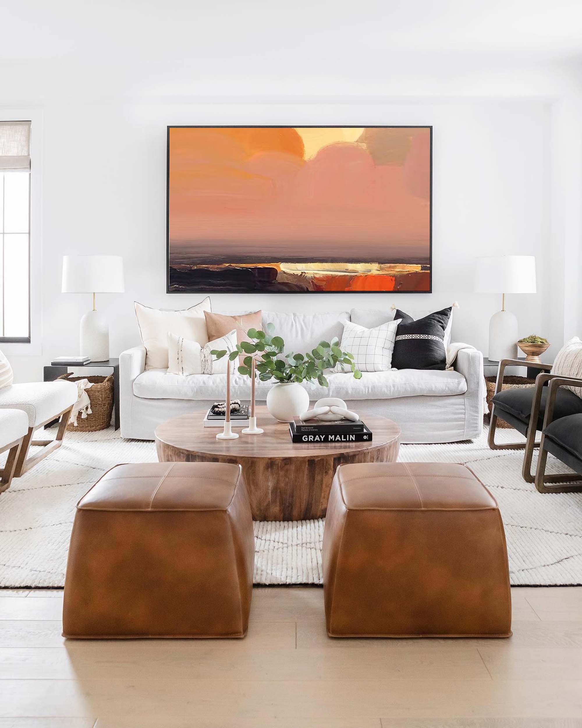 Wallart Serene Sunset Abstract Oil Art