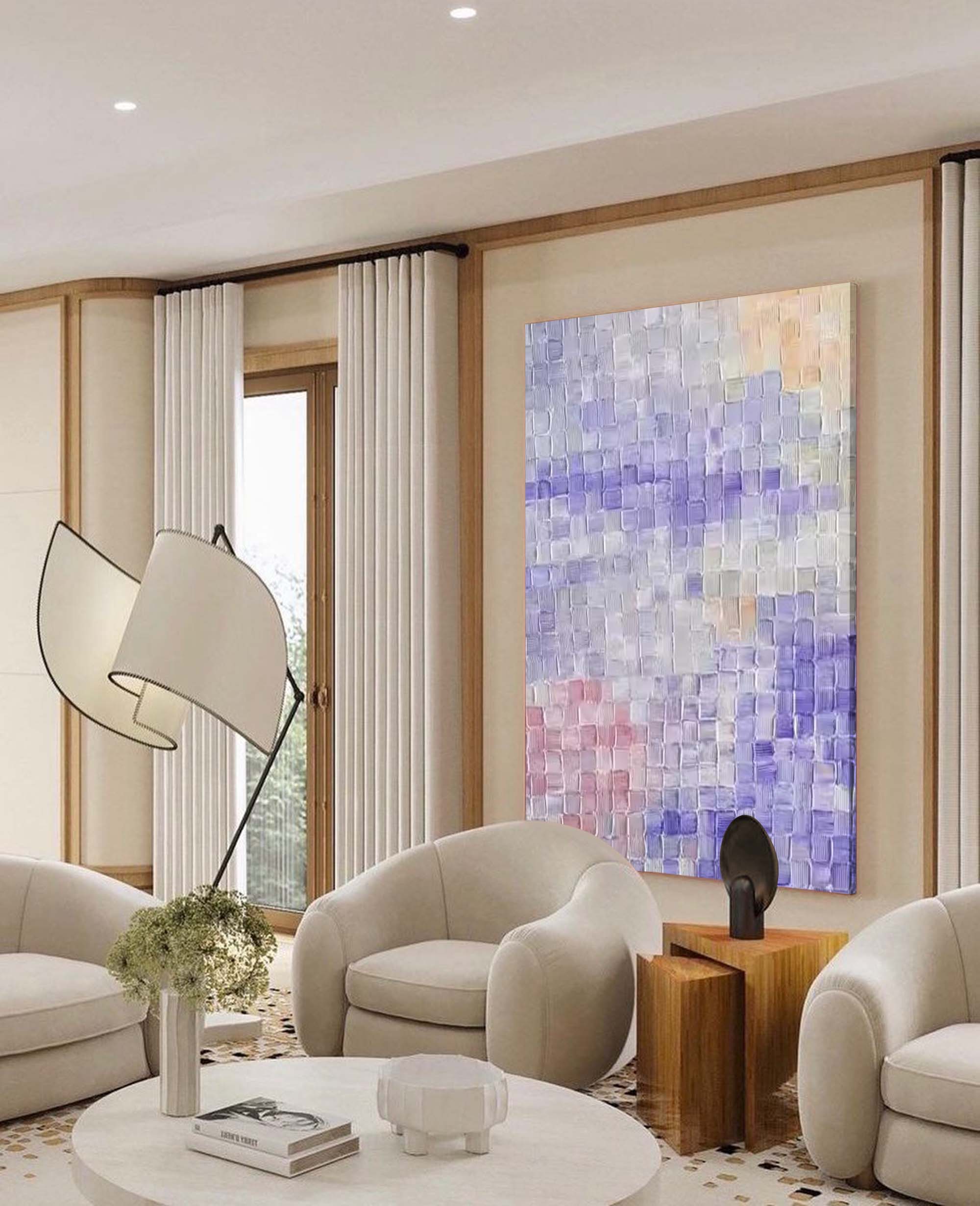 Wallart Lavender Sky Textured Abstract Art