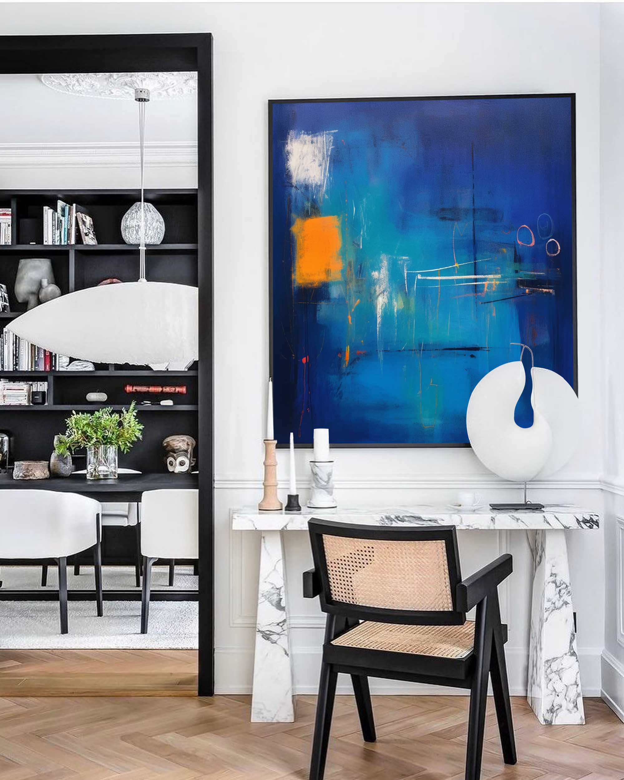Wallart Electric Blue Abstract Horizon Art