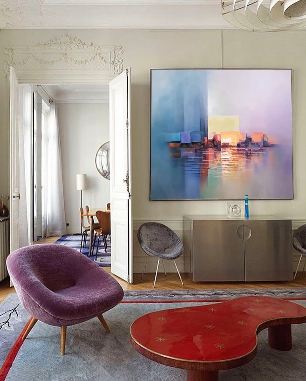 Wallart Abstract Cityscape in Soft Hues