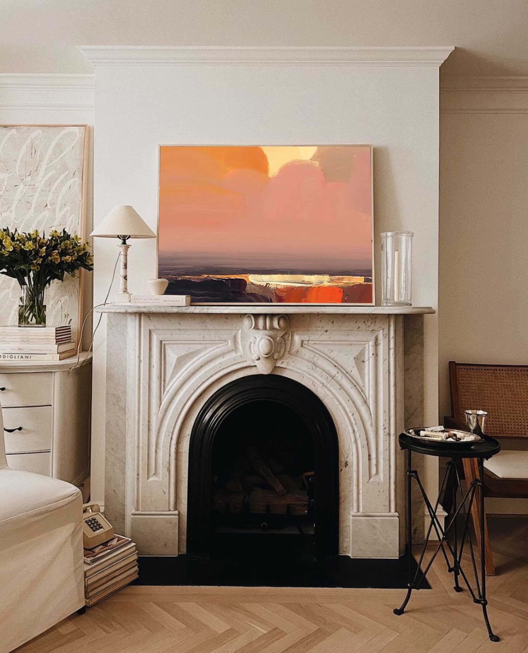 Wallart Serene Sunset Abstract Oil Art