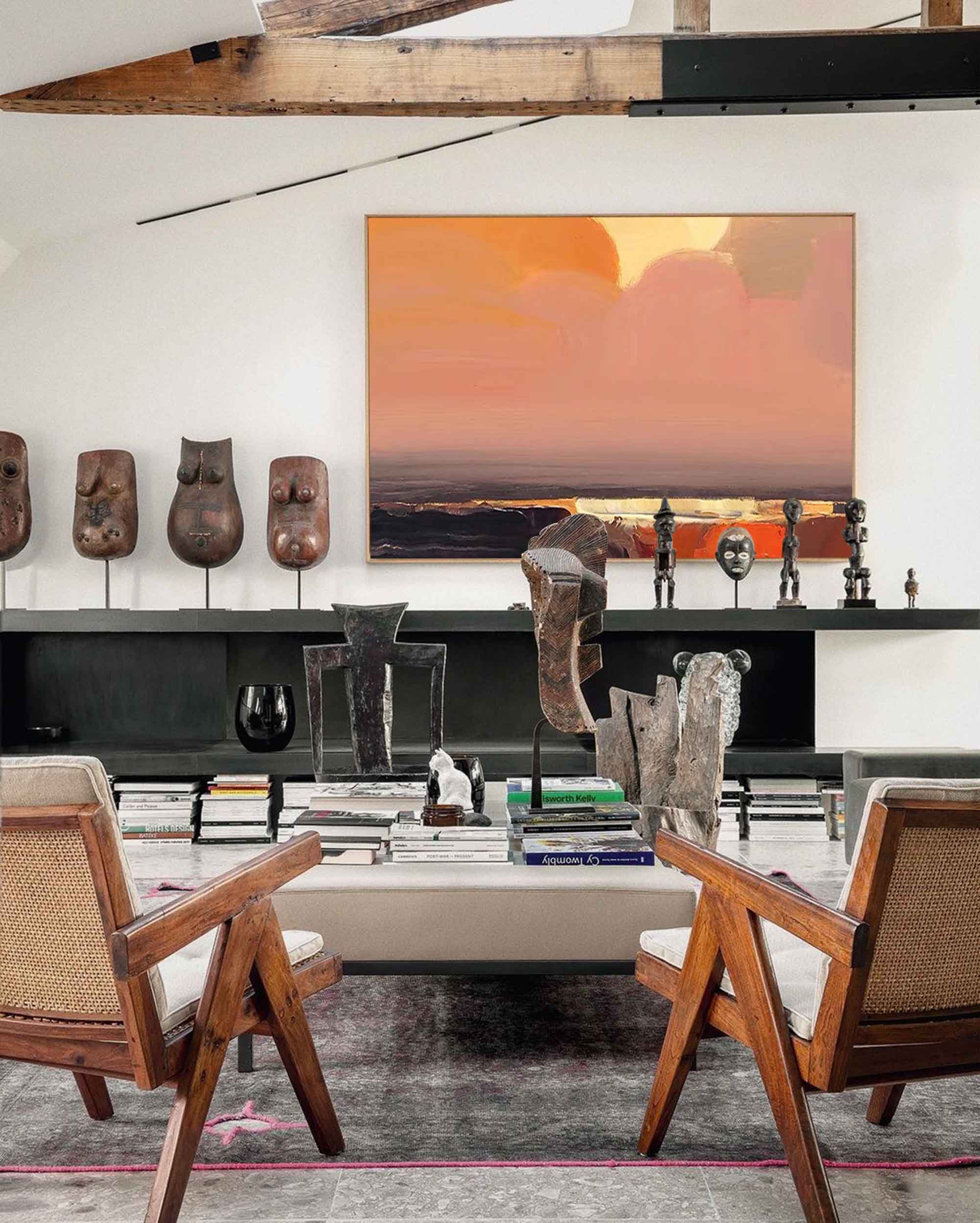 Wallart Serene Sunset Abstract Oil Art