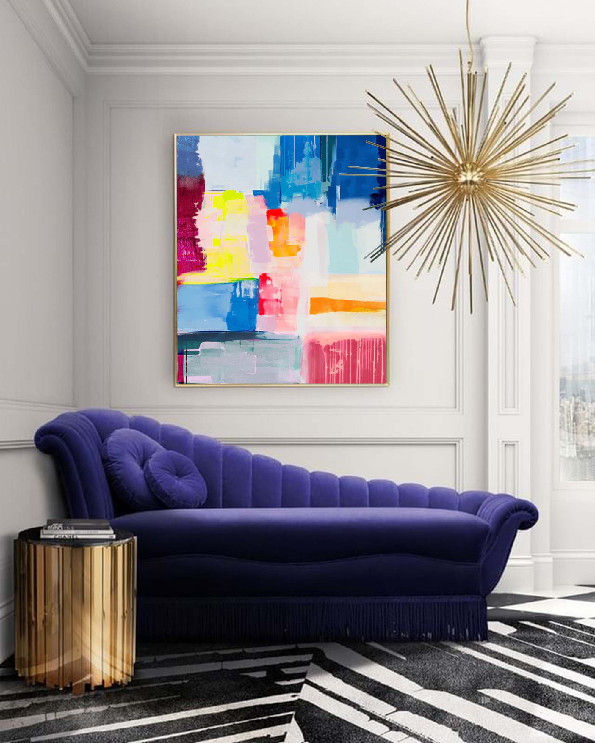 Wallart Colorful Abstract Expressionist Canvas Art
