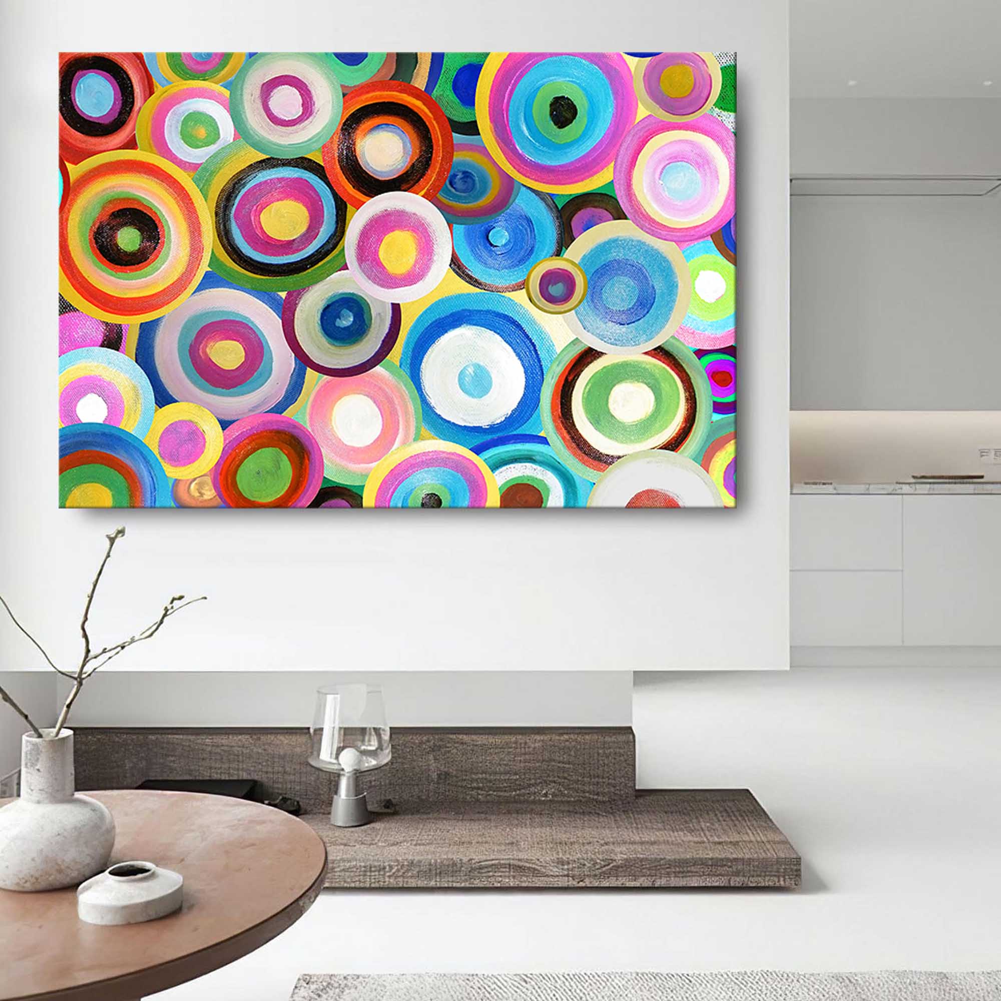 Wallart Colorful Circles Textured Abstract Art