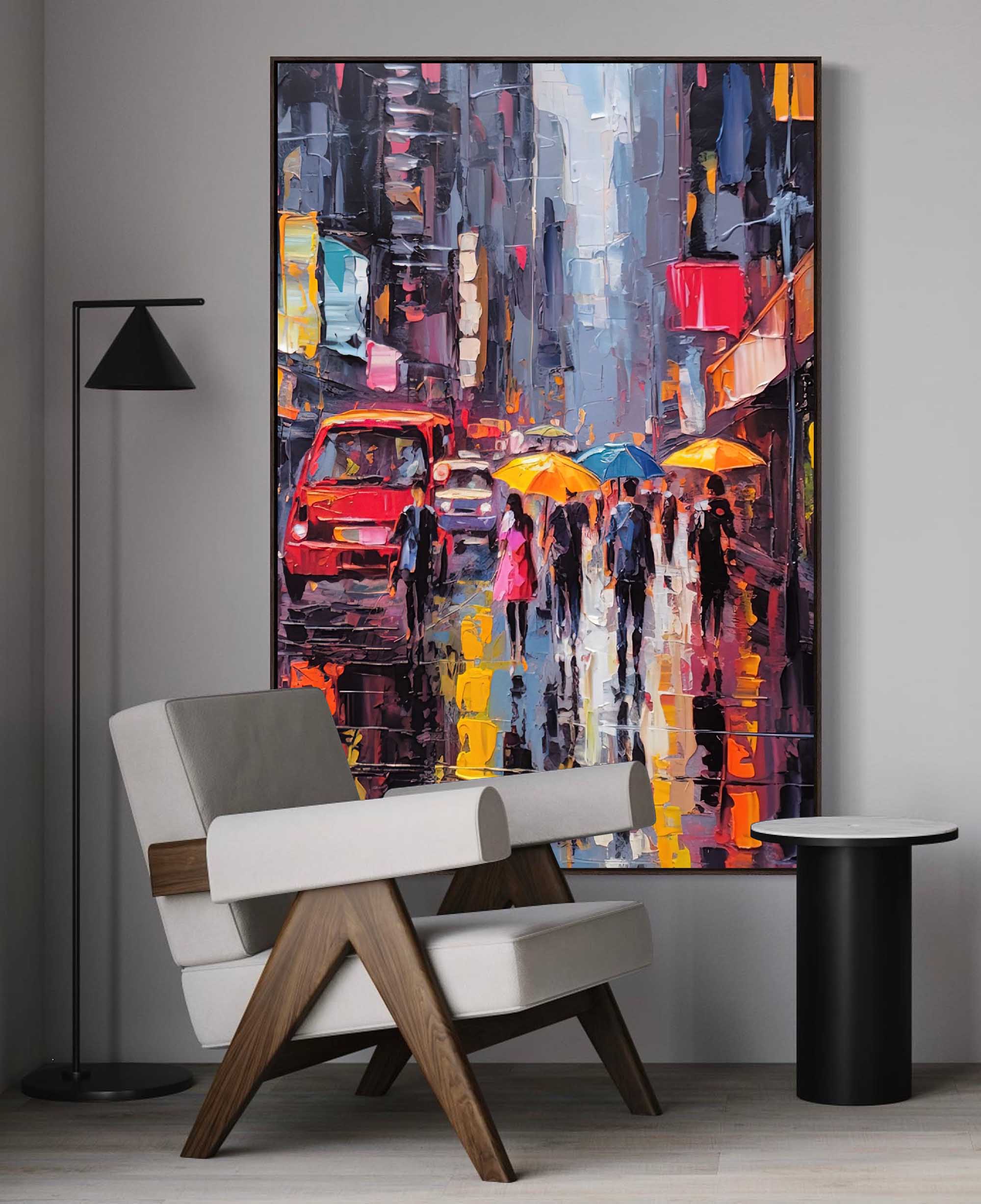Wallart Urban Rainy Evening Oil Painting