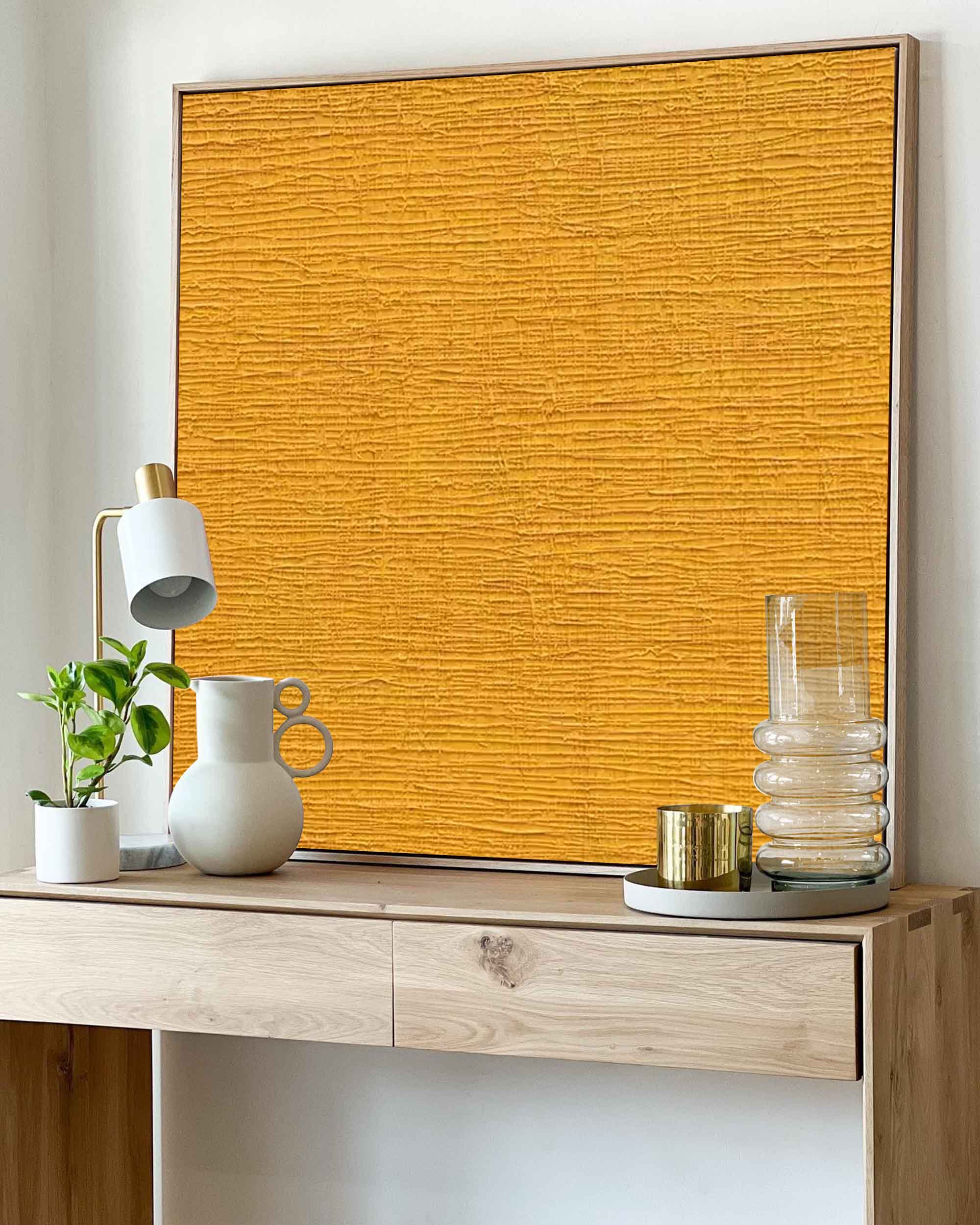 Wallart Textured Mustard Yellow Canvas Art