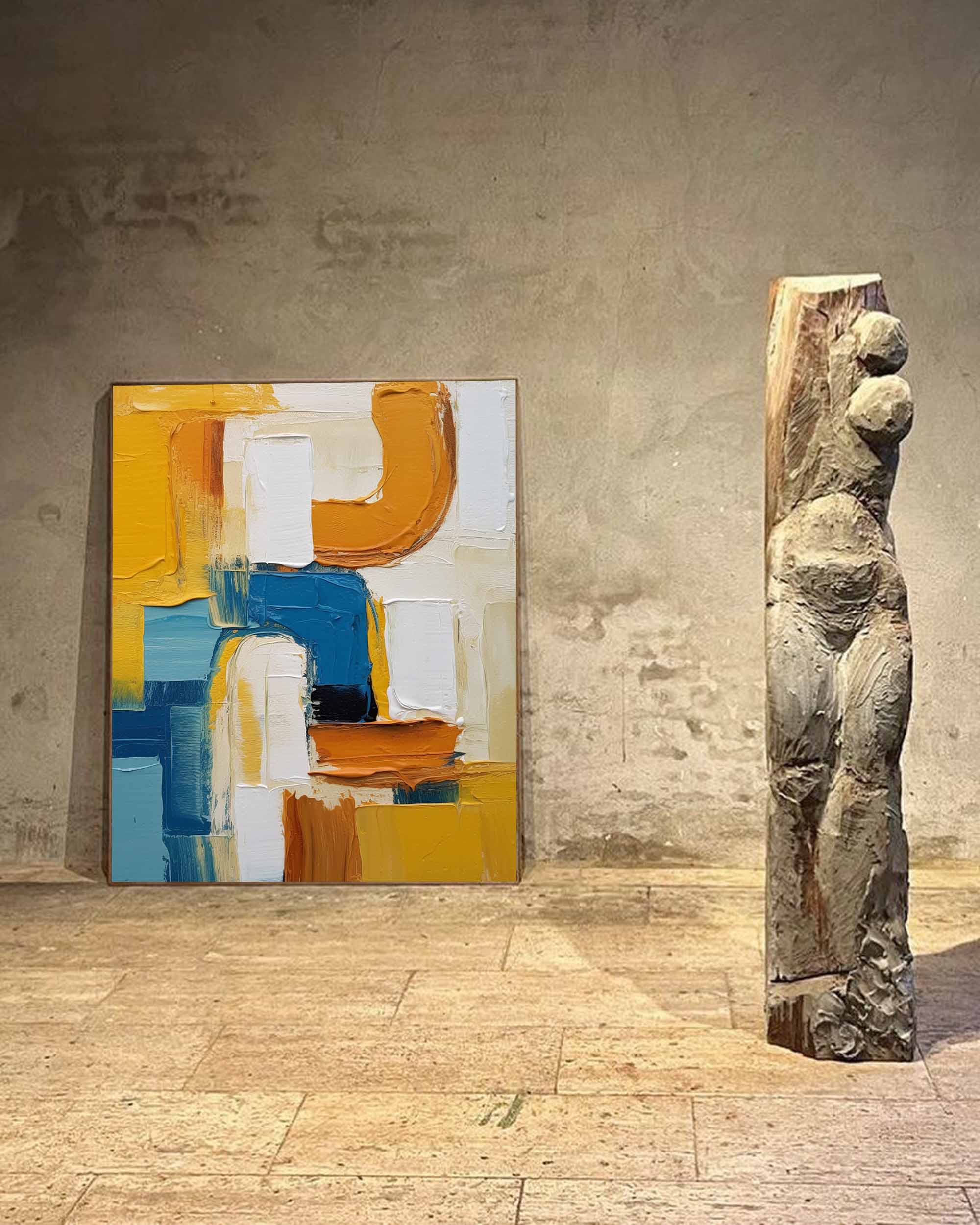 Wallart Curved Paths in Blue and Amber
