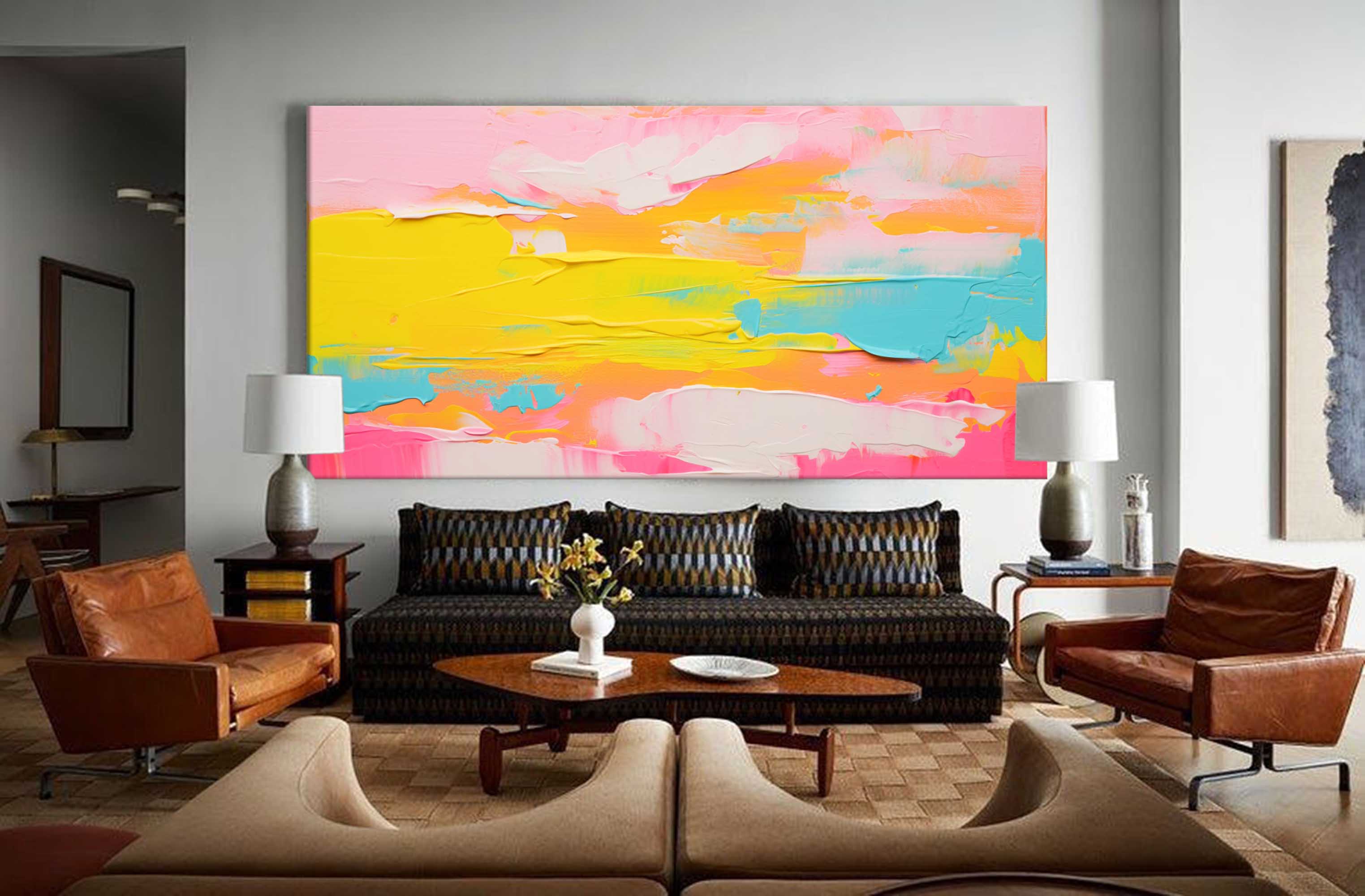 Wallart Golden Horizon Abstract Canvas