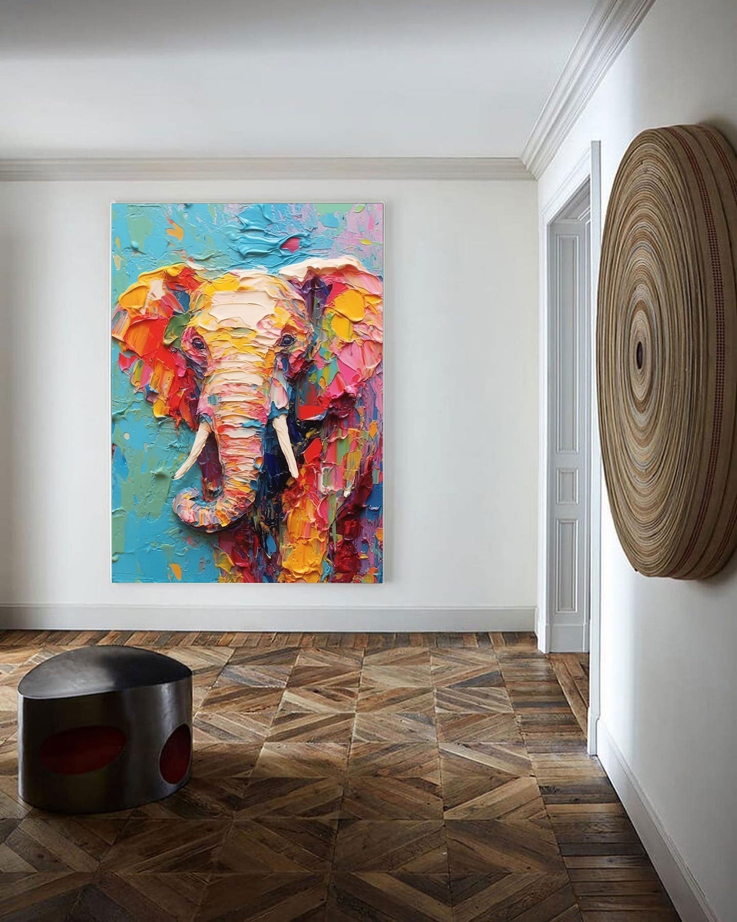 Wallart Vibrant Elephant in Bold Colors