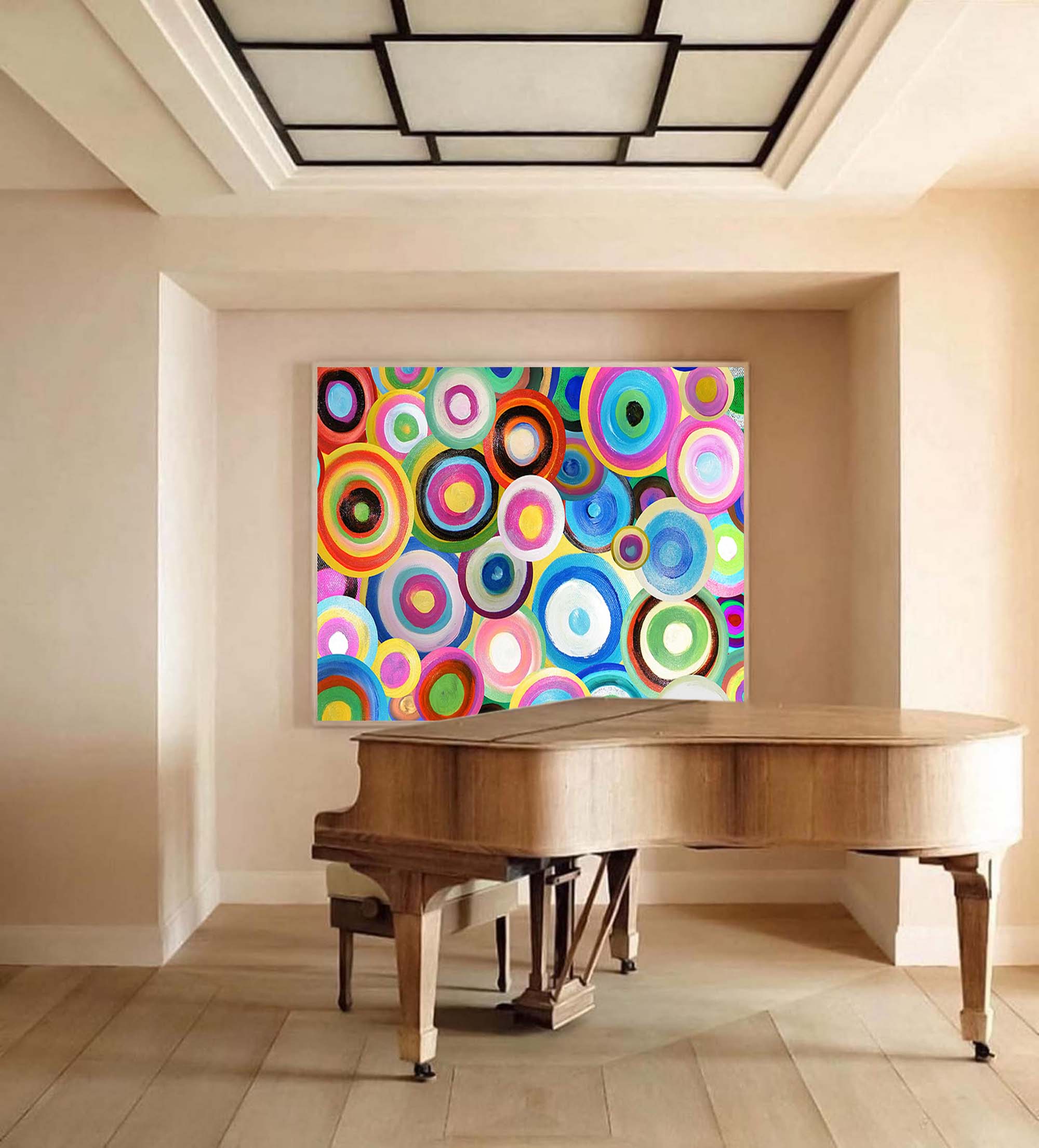 Wallart Colorful Circles Textured Abstract Art