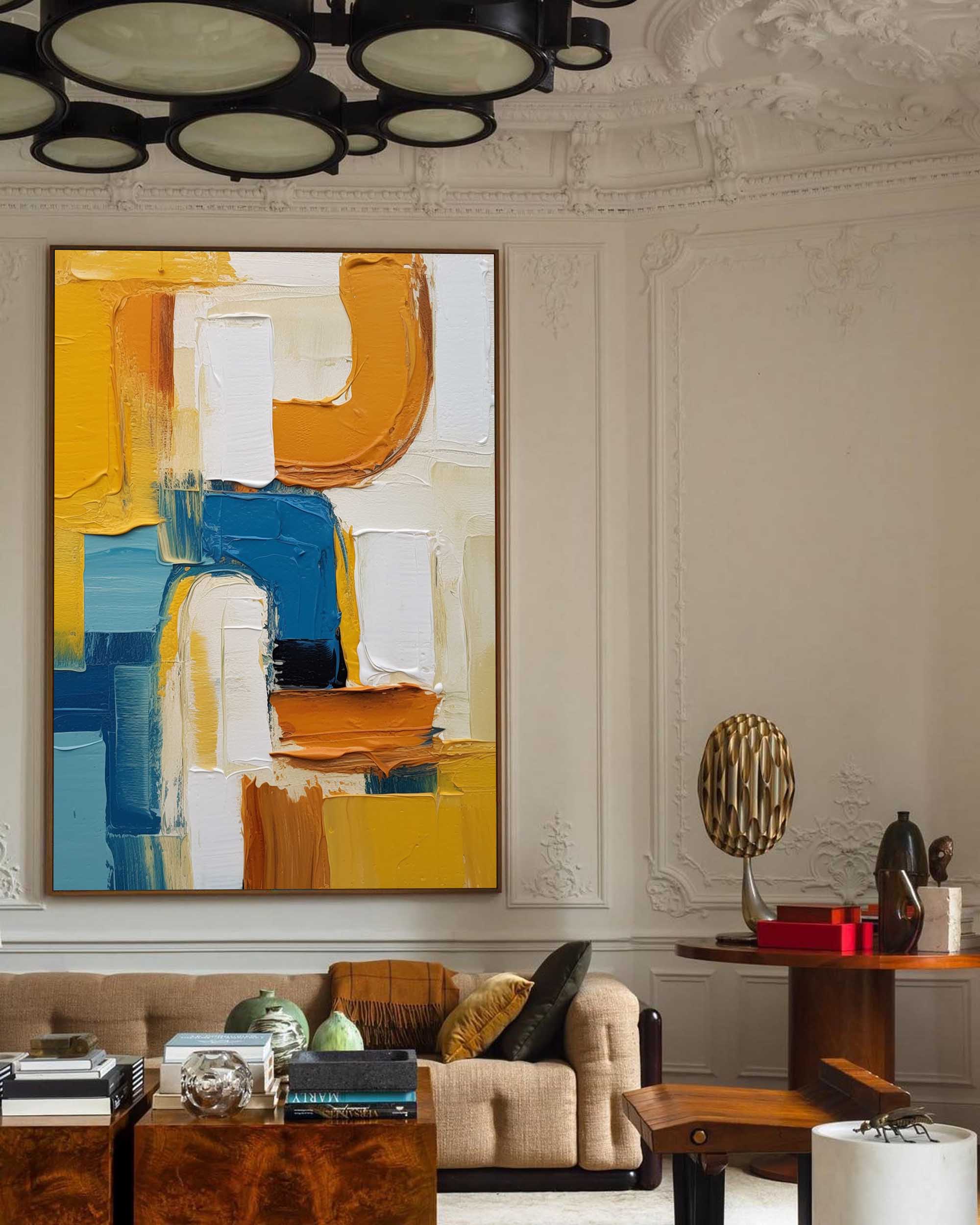 Wallart Curved Paths in Blue and Amber