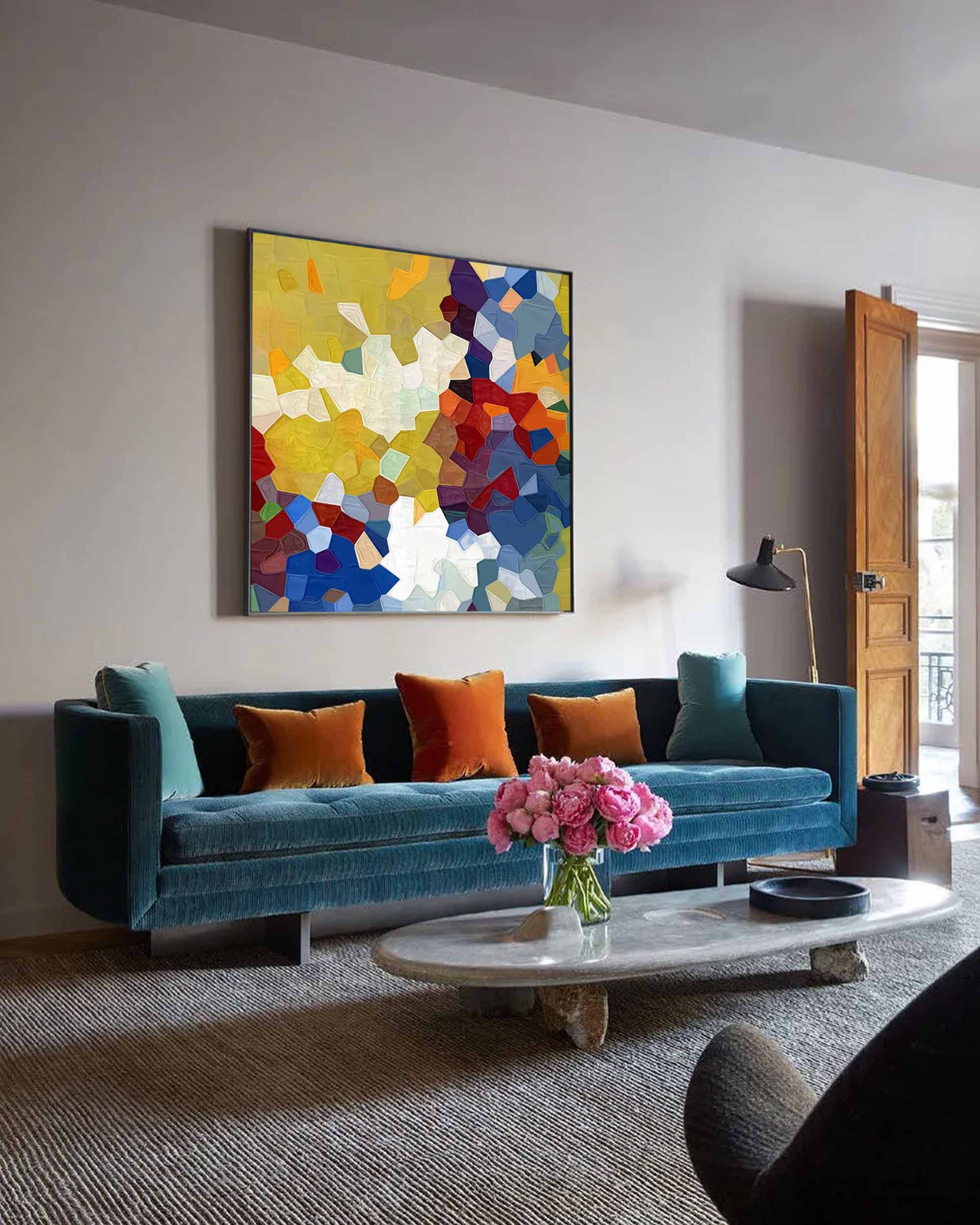 Wallart Vibrant Mosaic Textured Abstract Art