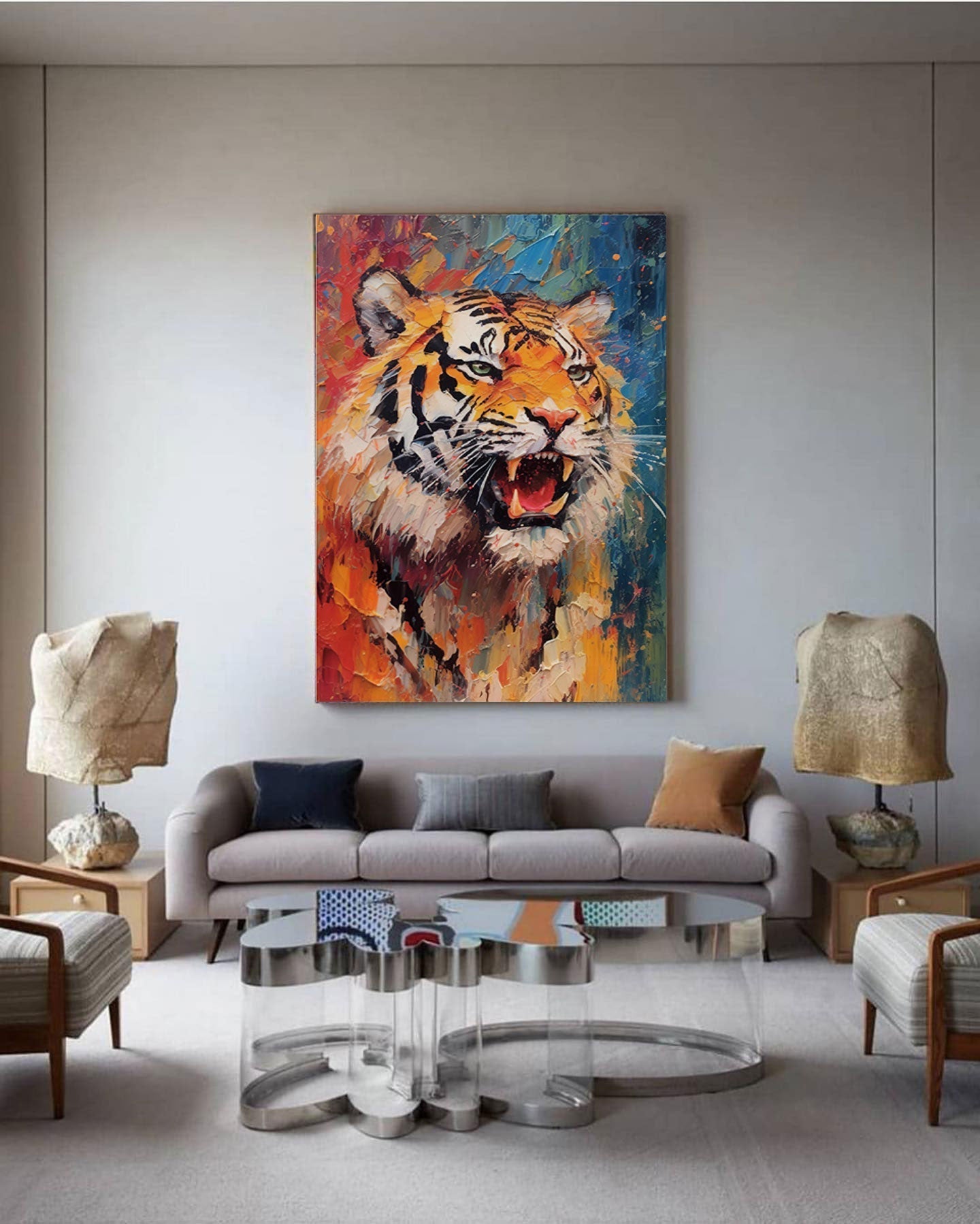 Wallart Fiery Tiger in Dynamic Colors