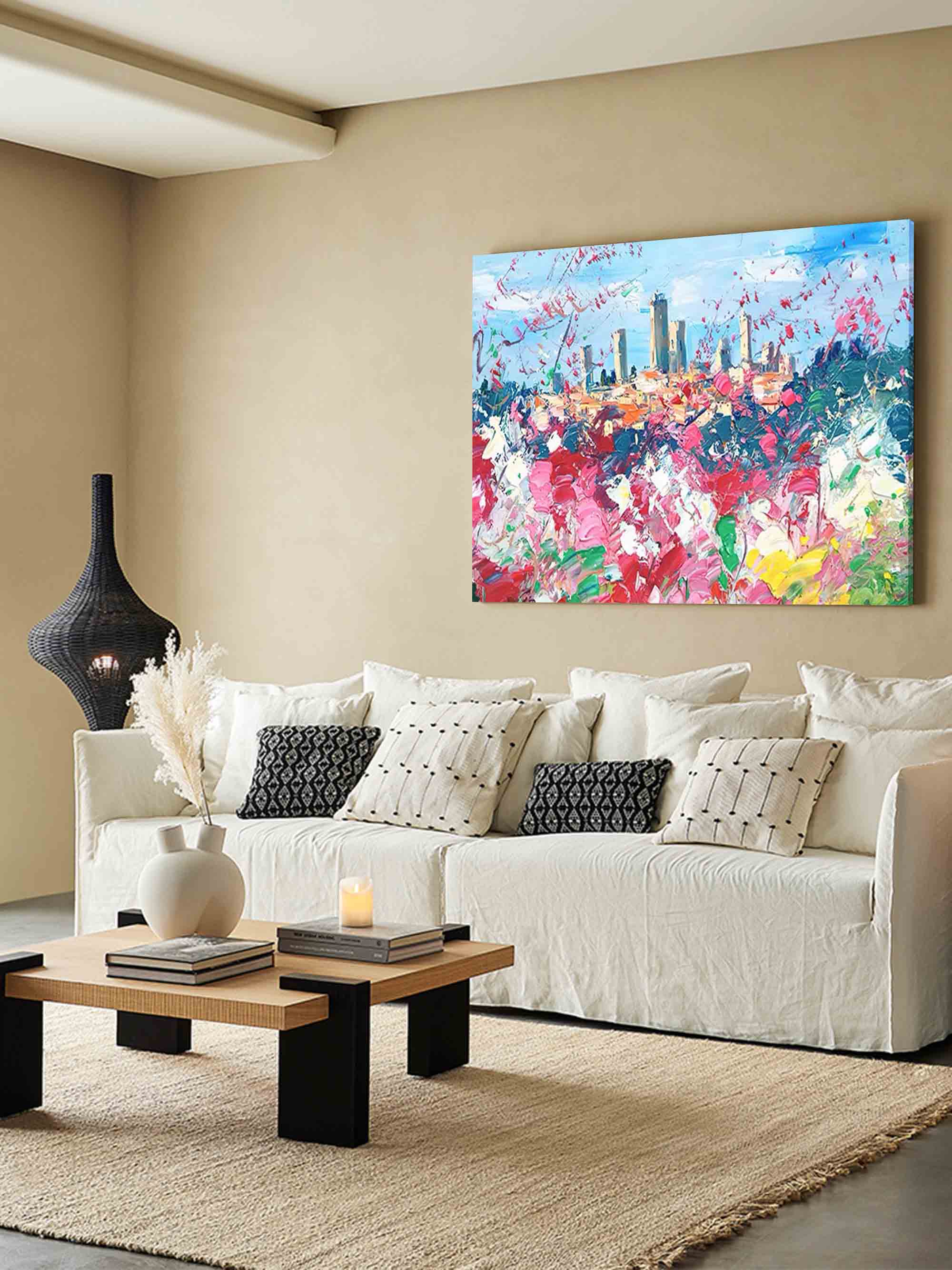 Wallart Colorful Landscape Palette Knife Art