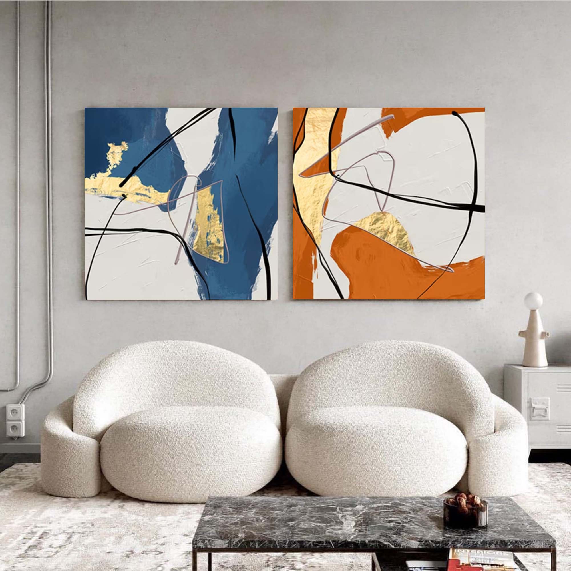 Wallart Bold Elegance: Dual Abstract Harmony