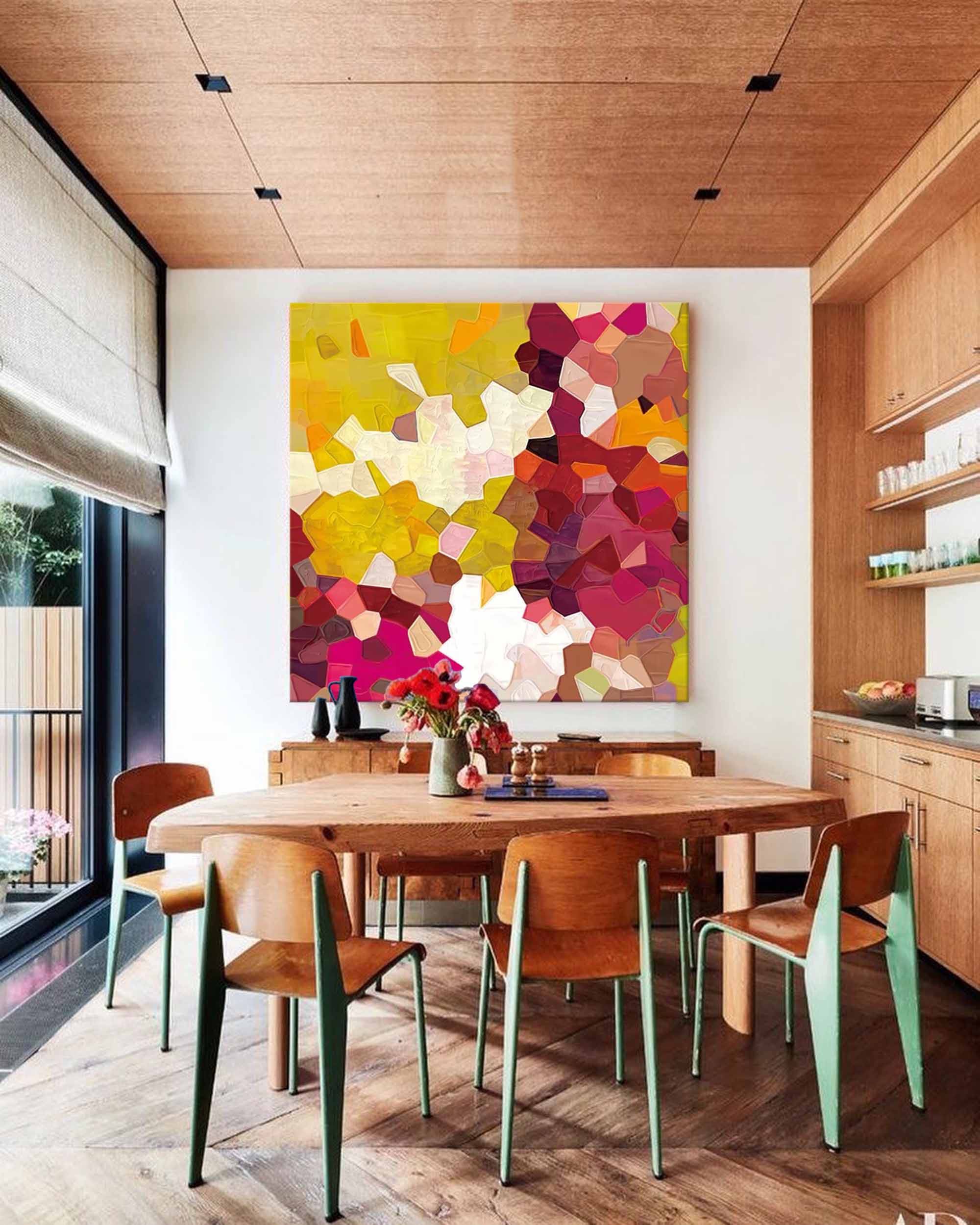 Wallart Warm Geometry Textured Abstract Art