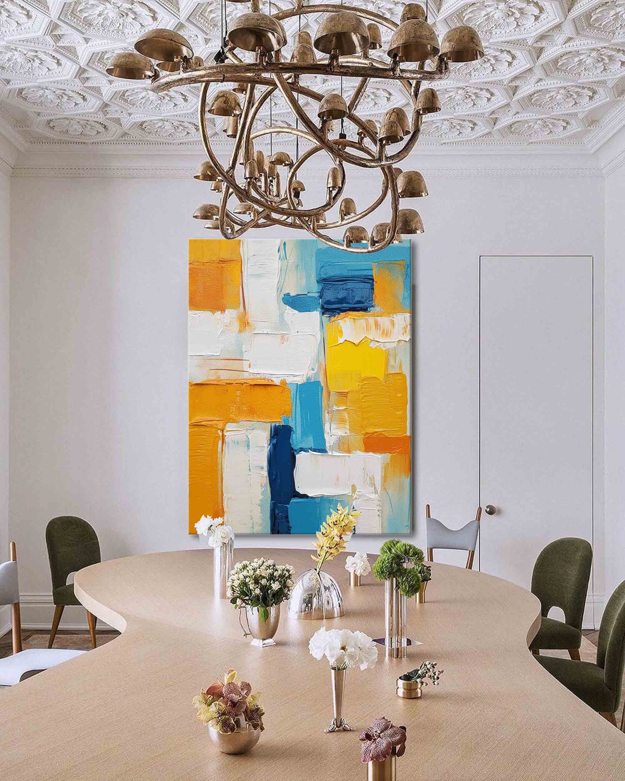 Wallart Sunburst Blocks in Blue and Gold
