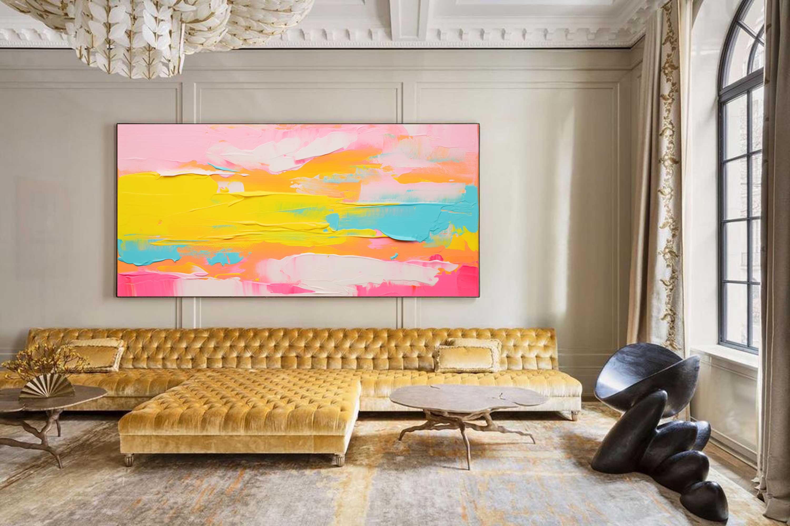 Wallart Golden Horizon Abstract Canvas