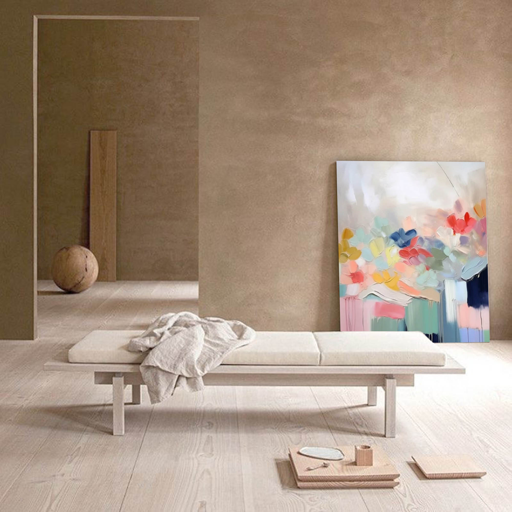 Wallart Soft Bloom Pastel Abstract Canvas Art