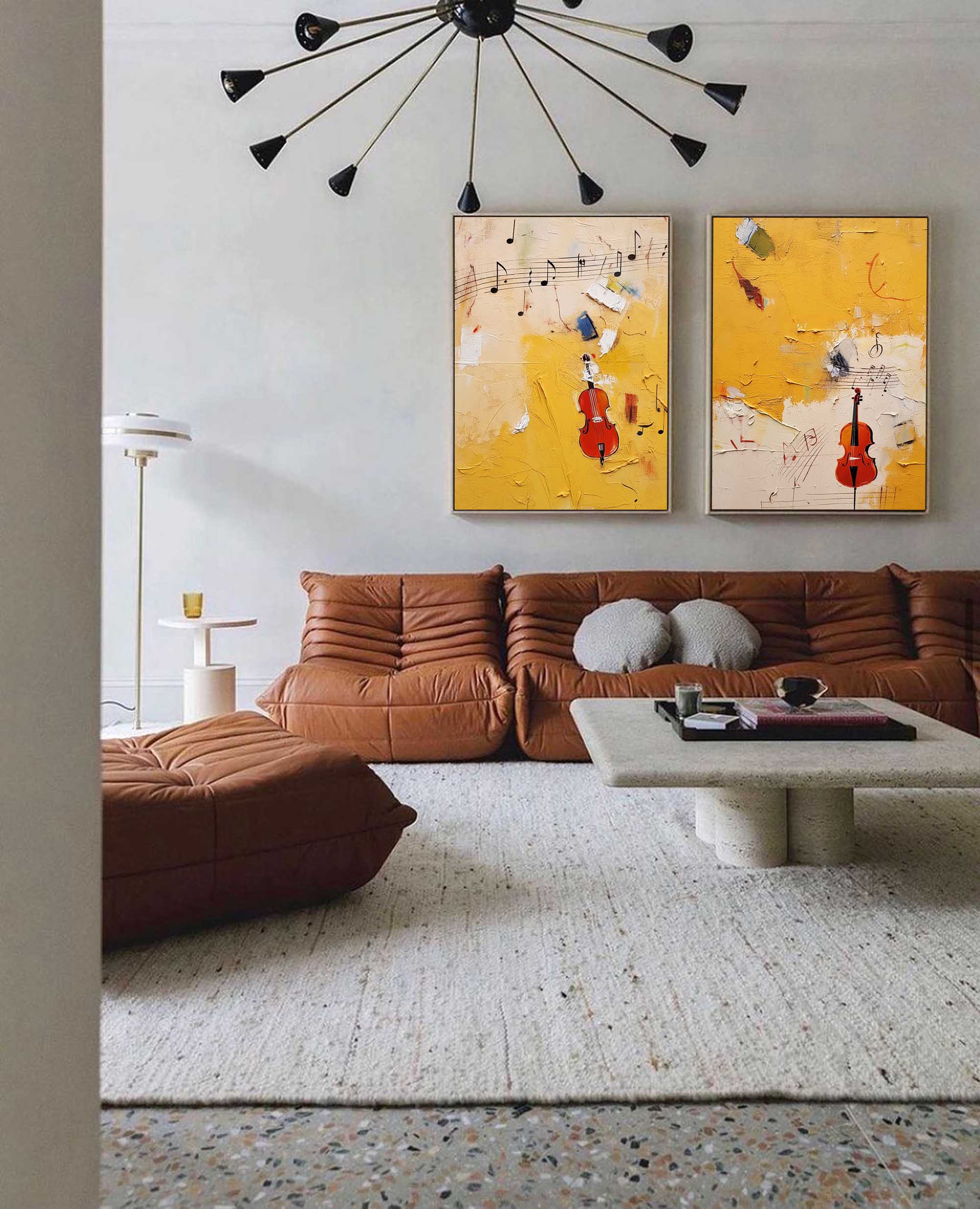 Wallart Musical Abstract Violin Art Duo