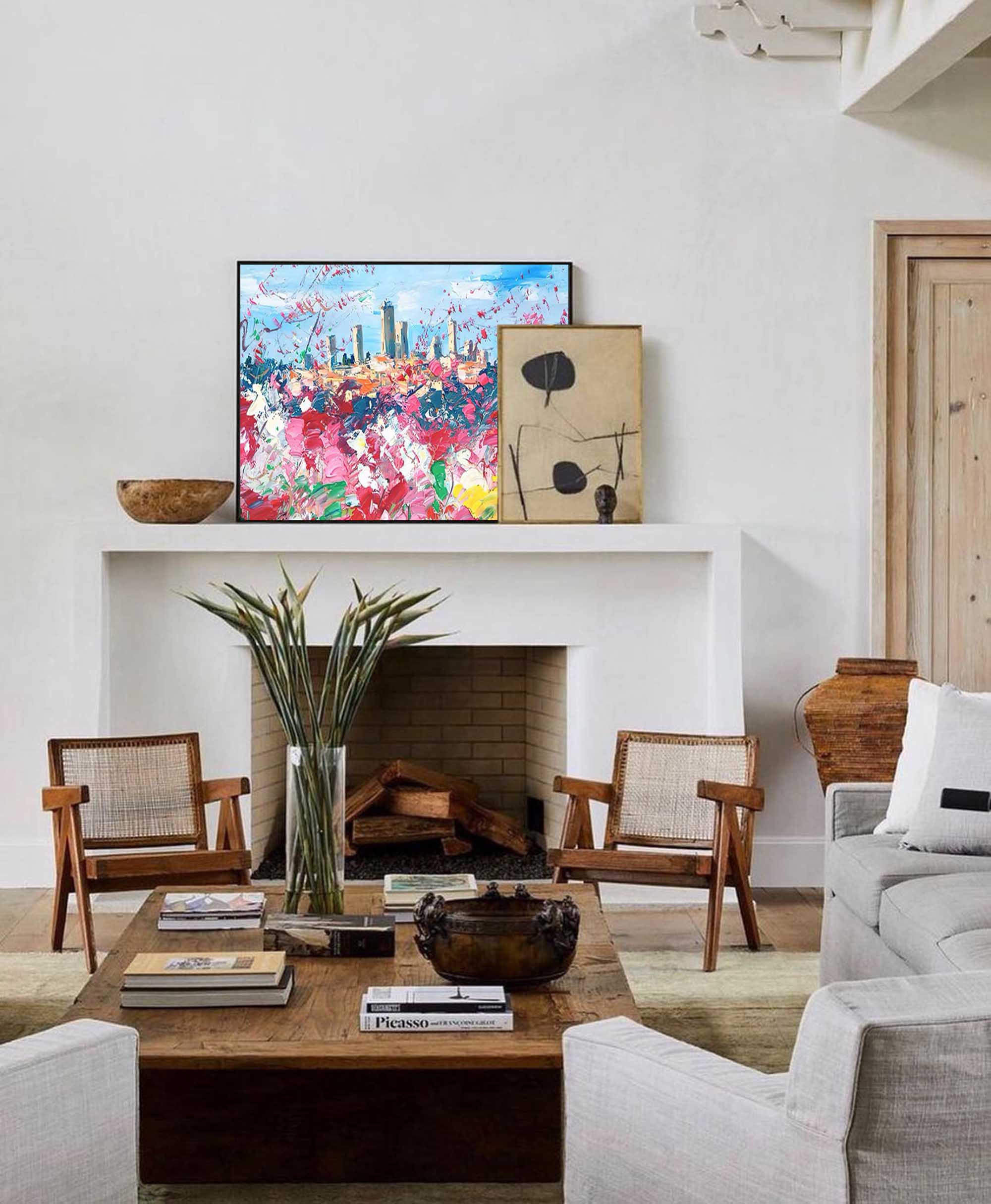 Wallart Colorful Landscape Palette Knife Art