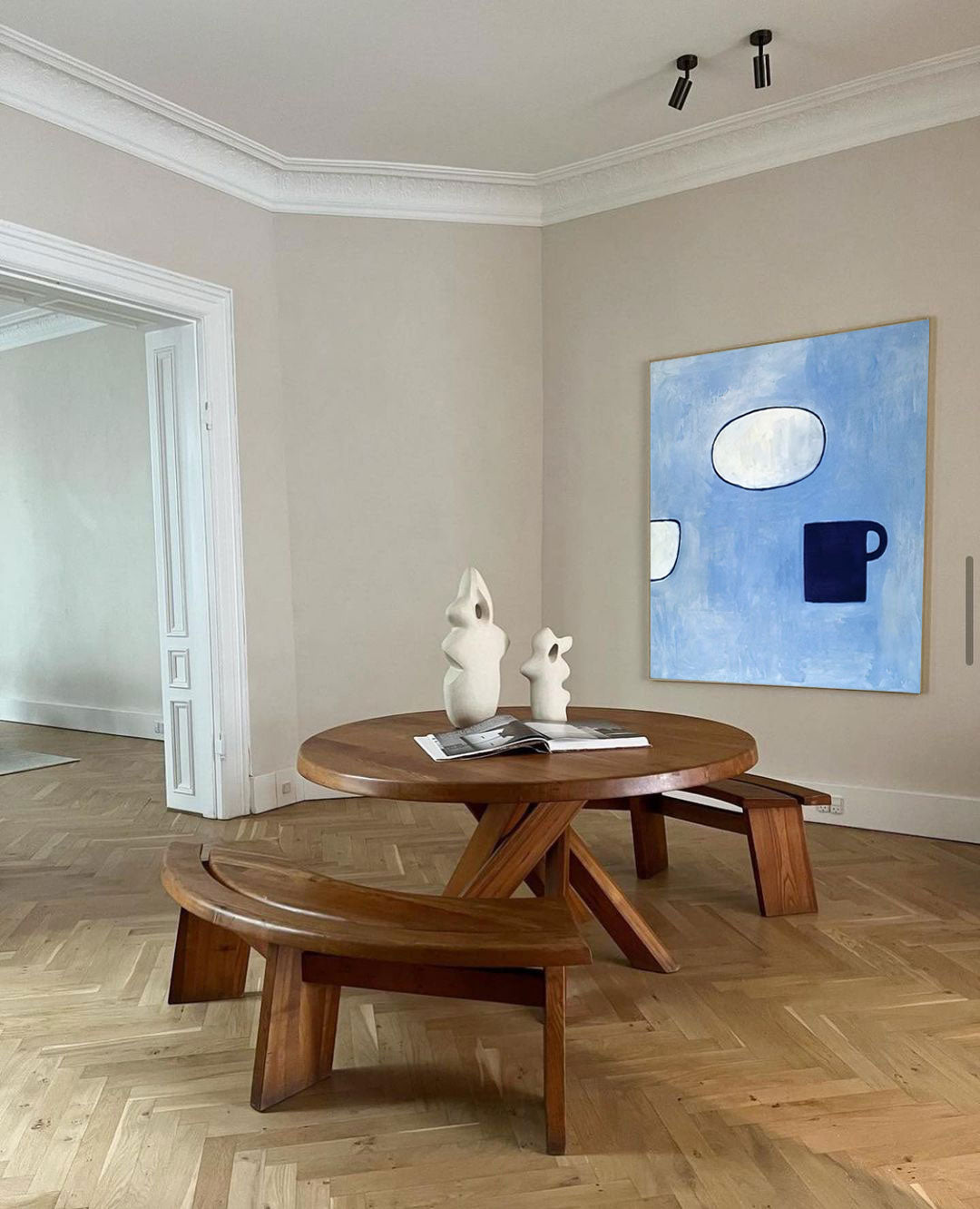 Wallart Minimalist Blue Abstract Still Life Oil Painting