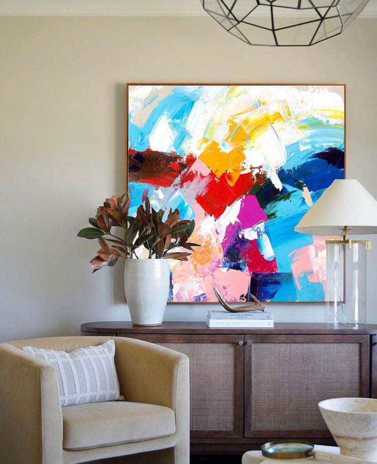 Wallart Vibrant Colorful Abstract Painting