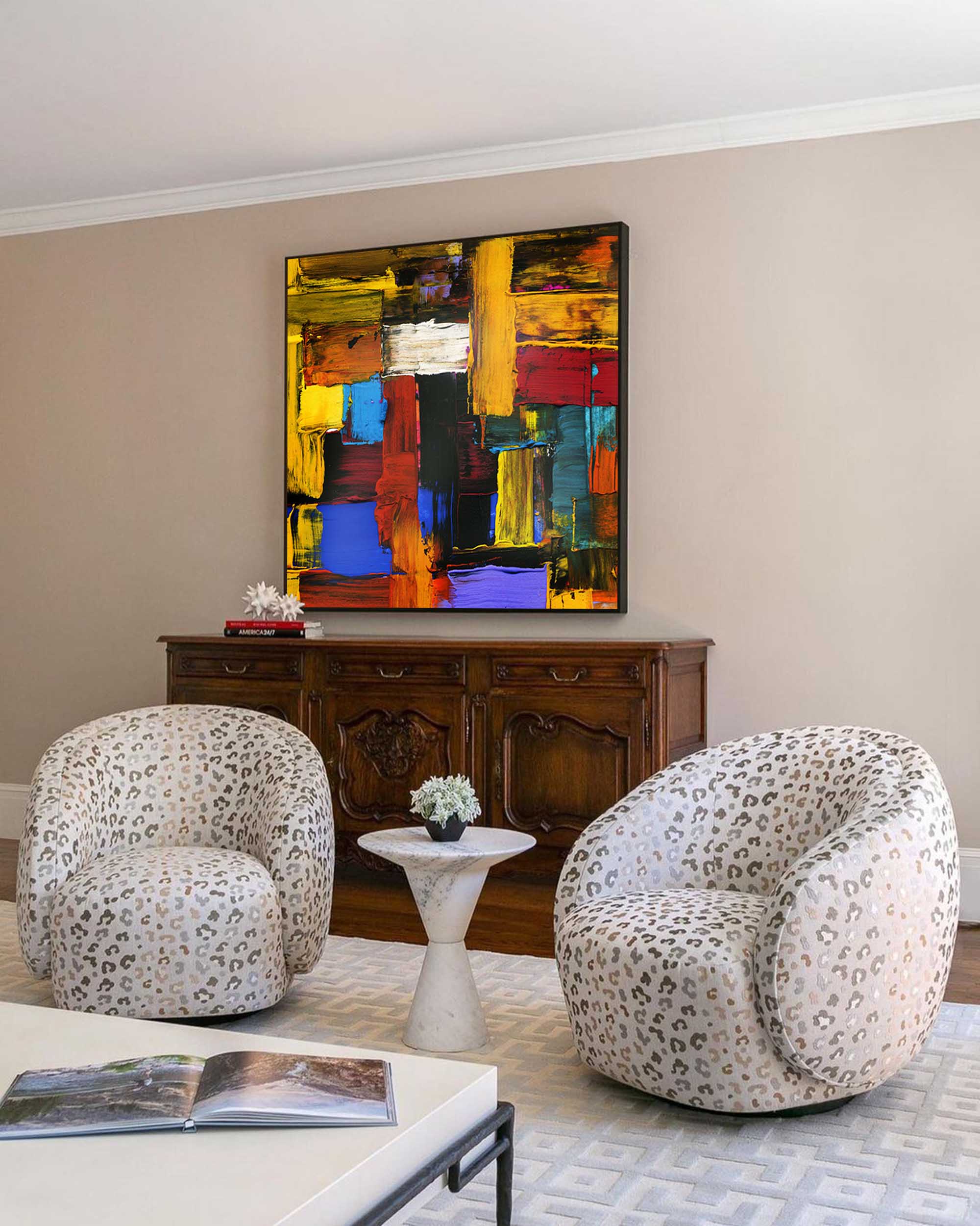 Wallart Bold Color Block Abstract Canvas Art