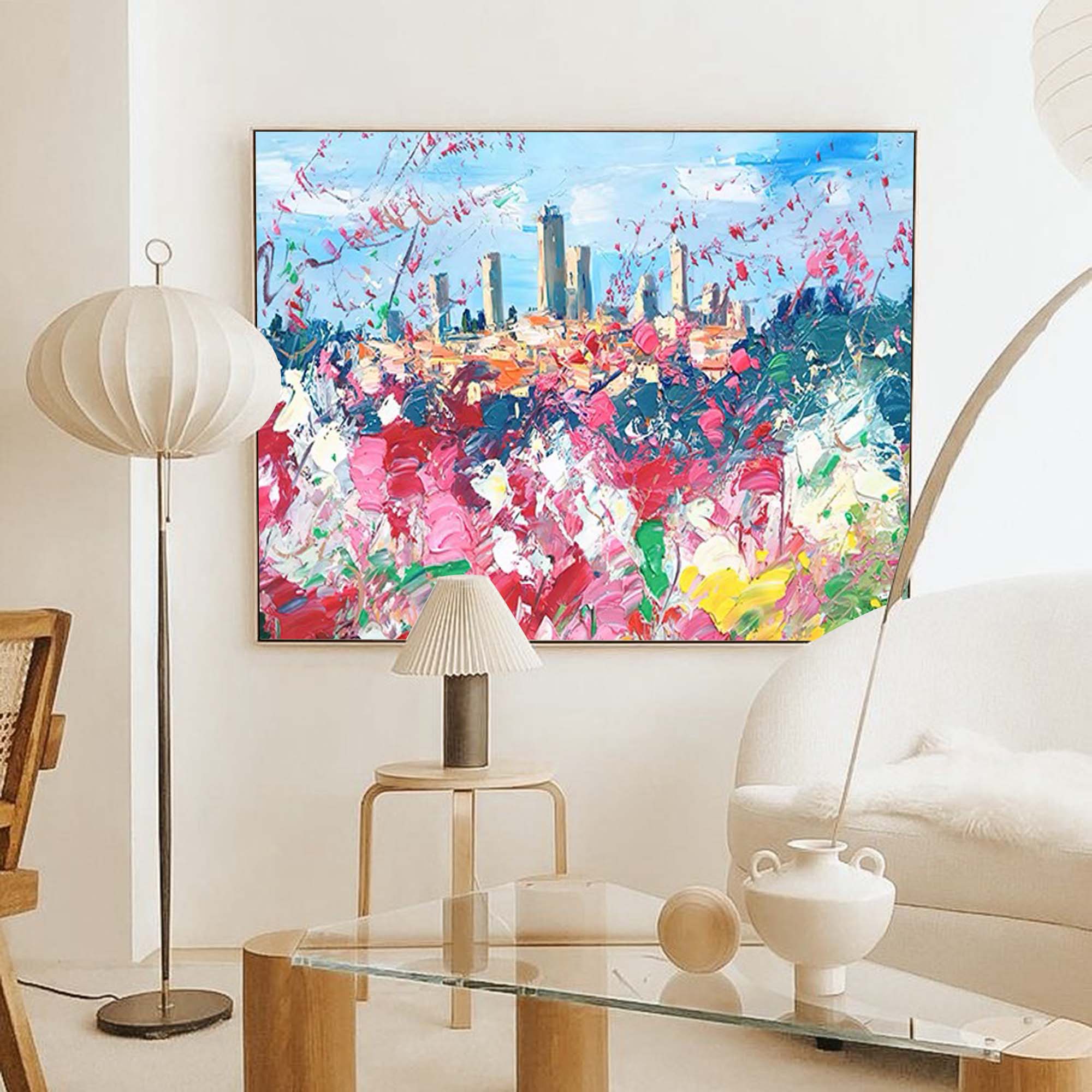 Wallart Colorful Landscape Palette Knife Art