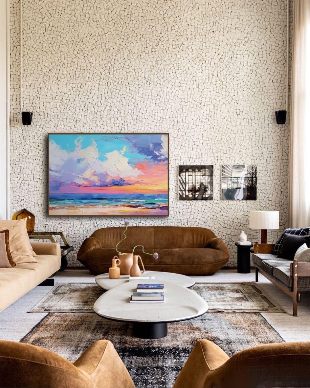 Wallart Pastel Sunset Over Calm Waves